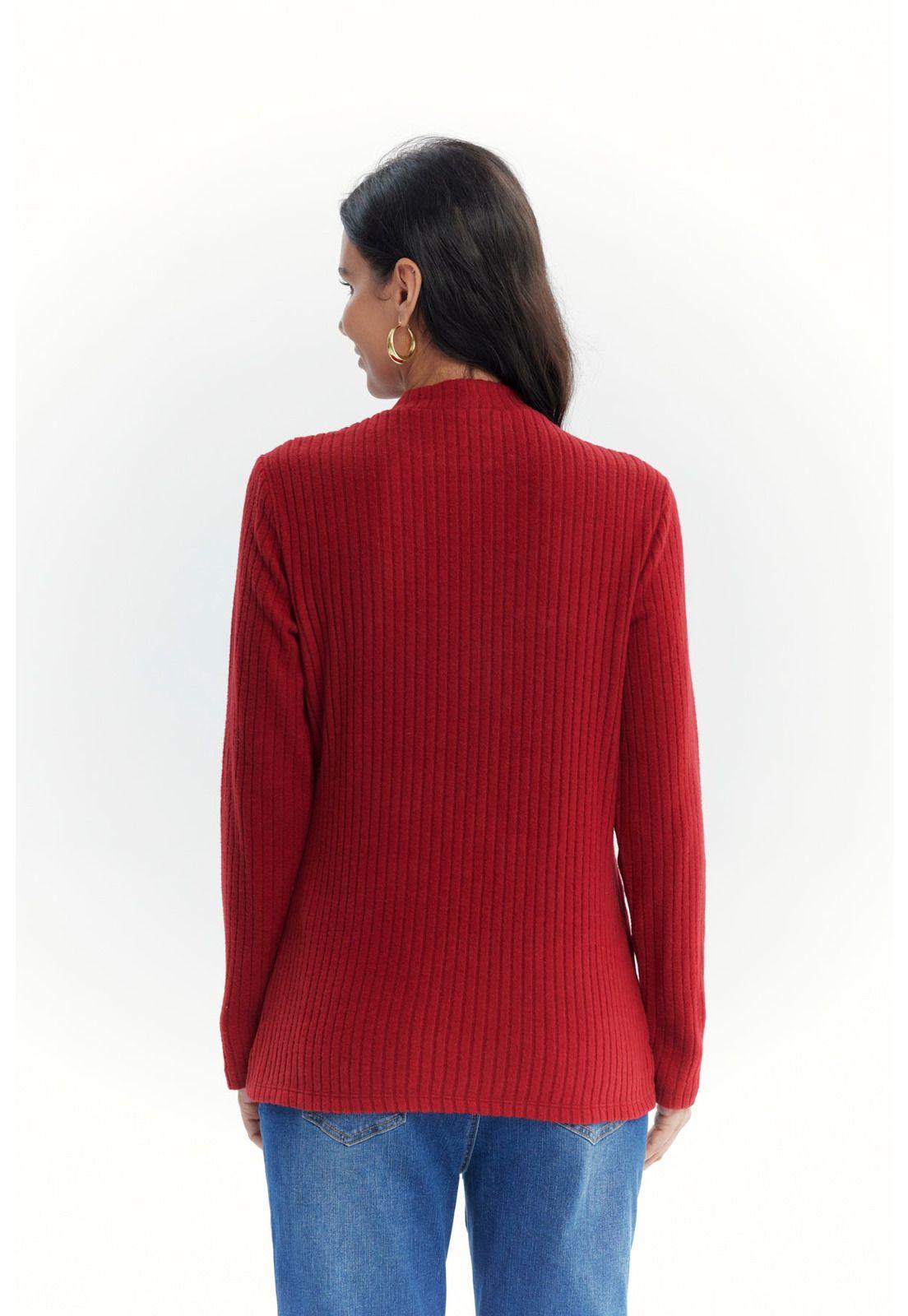 Polera Mujer Detalle Botones Rojo Oscuro-2