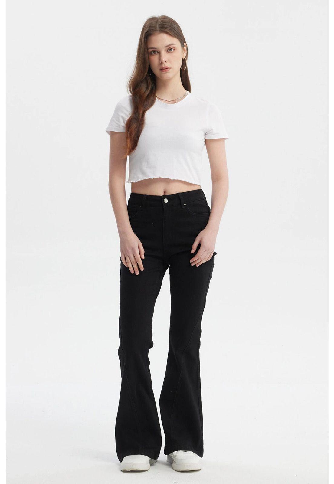 Jeans Mujer Moda Flare Negro - ll-3