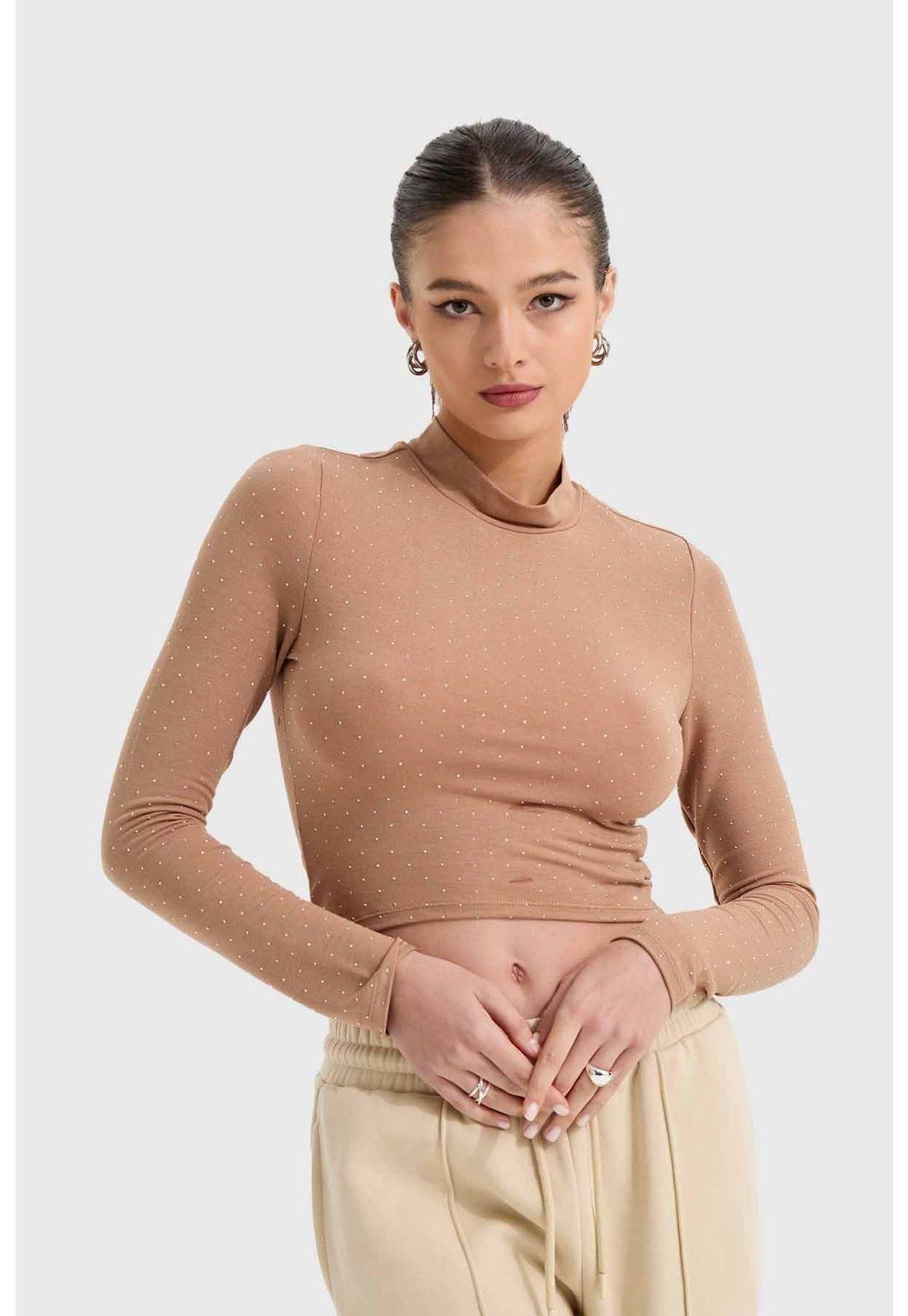 Polera Mujer Glitter Camel-0