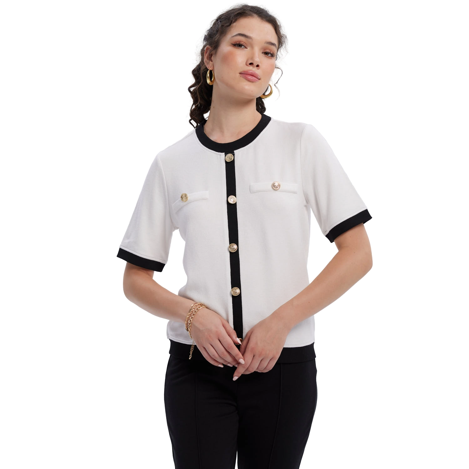 Sweater Mujer Abotonado Crudo-2