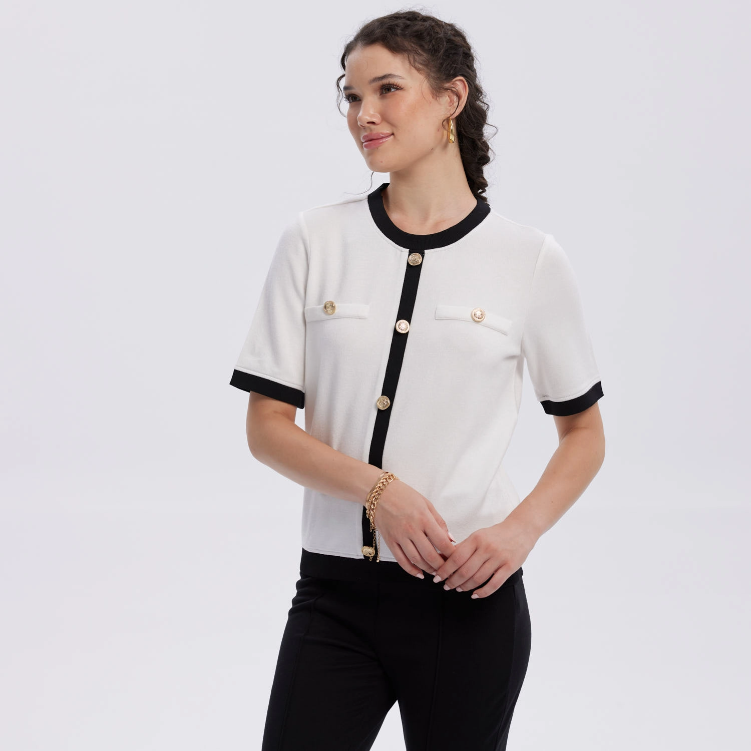 Sweater Mujer Abotonado Crudo-3