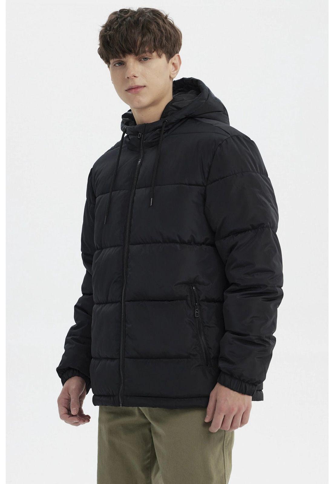 Parka Hombre Básica Lisa Negro-1