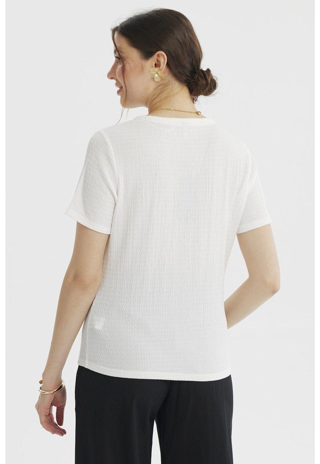 Polera Mujer Botones Perlas Crudo-2