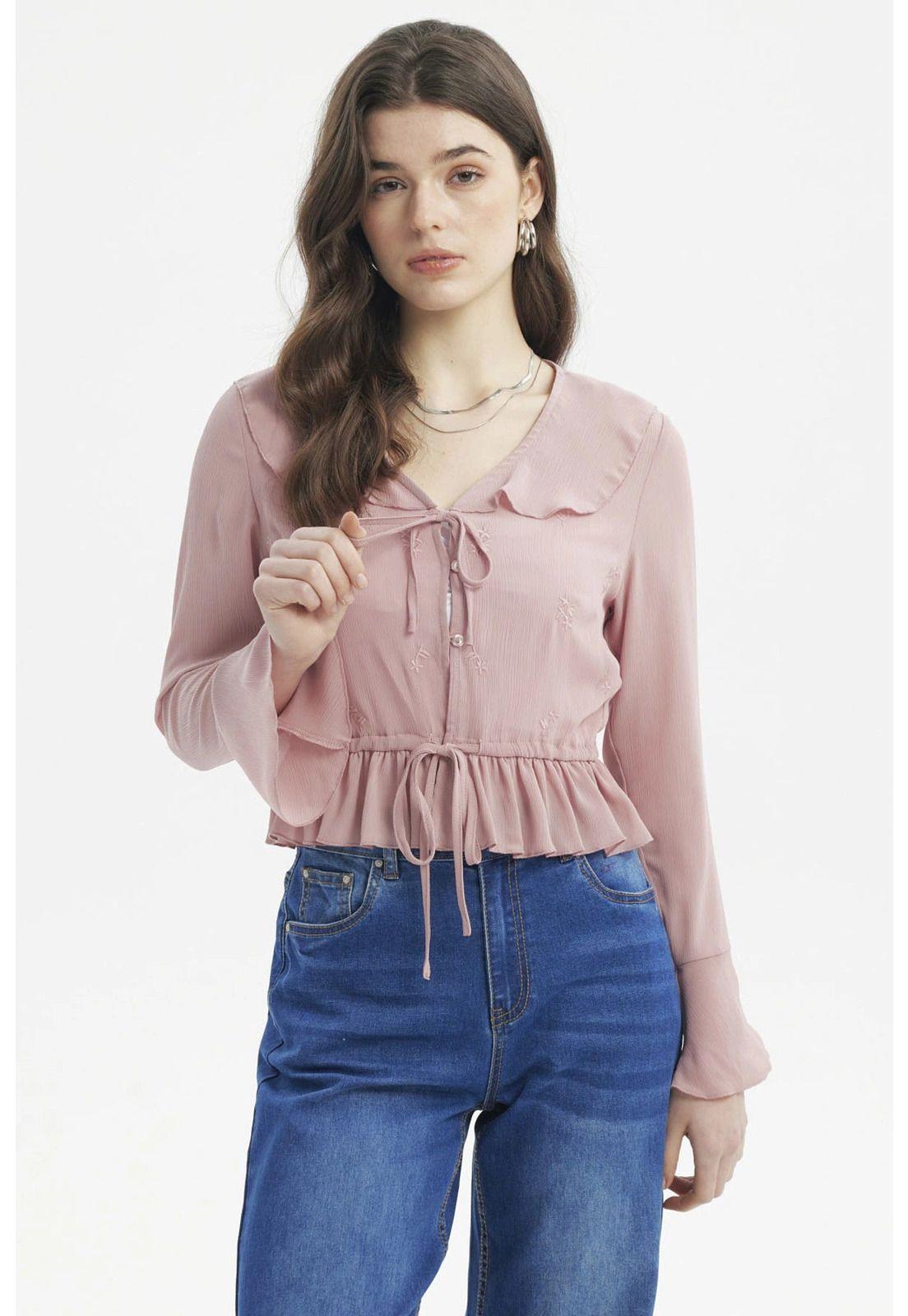 Blusa Mujer Slim Flare Palo Rosa-0
