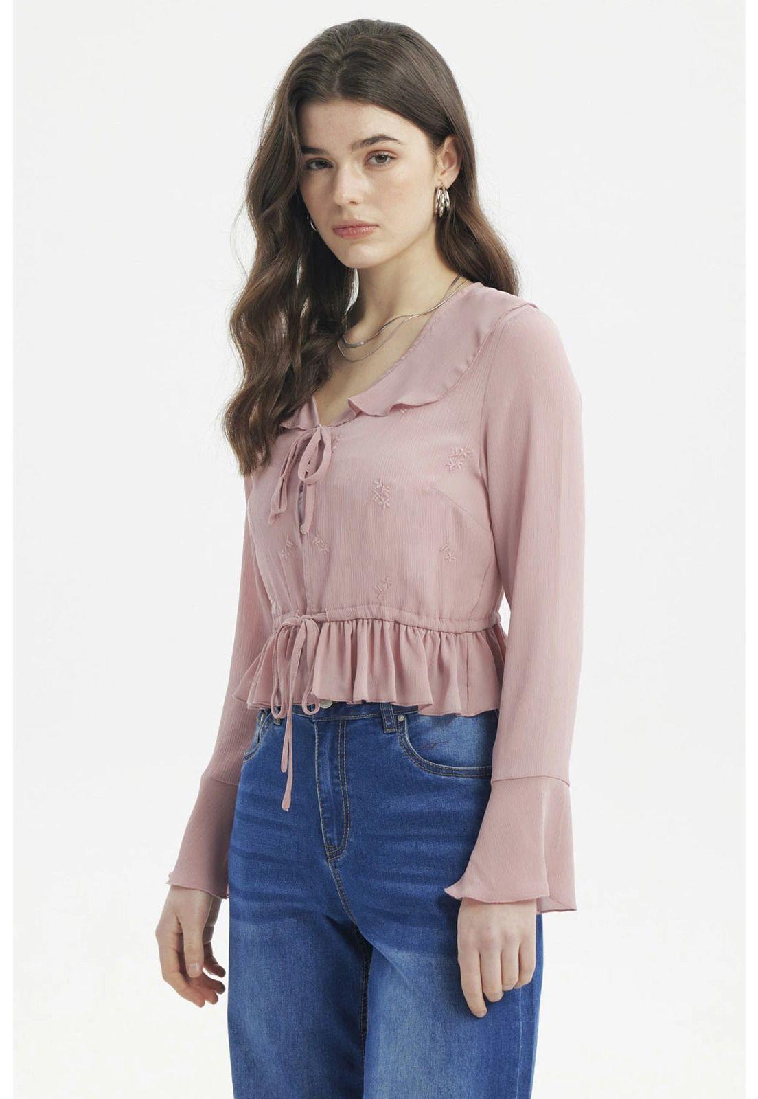 Blusa Mujer Slim Flare Palo Rosa-1