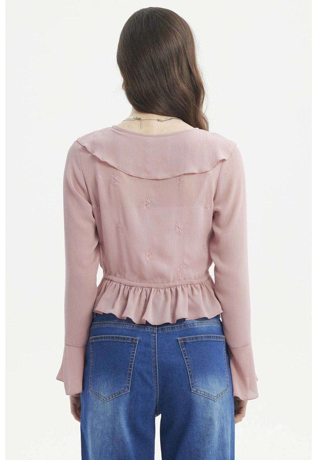 Blusa Mujer Slim Flare Palo Rosa-2