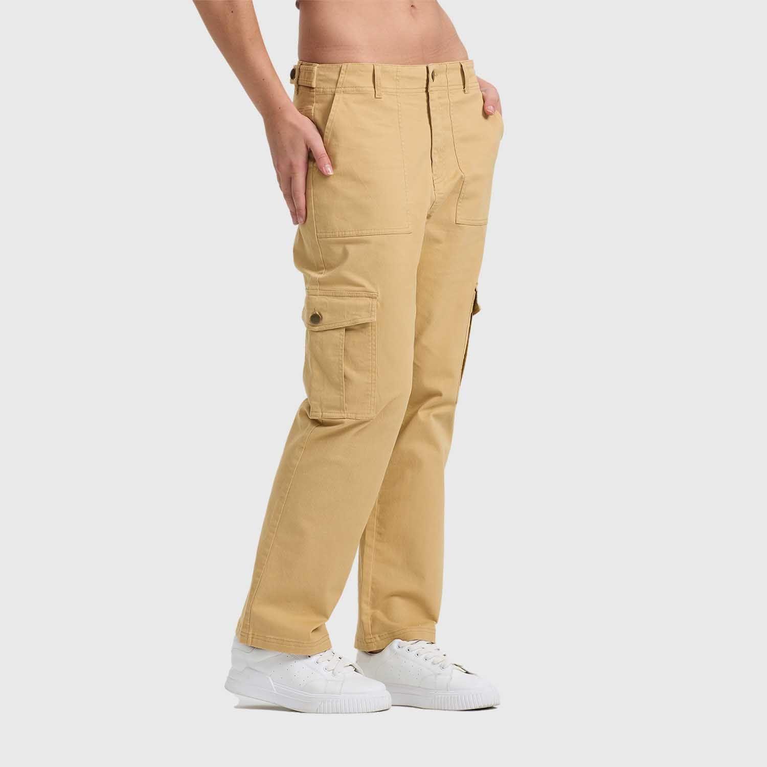 Pantalón Mujer Semi Recto Gabardina Beige Fashion's Park-1