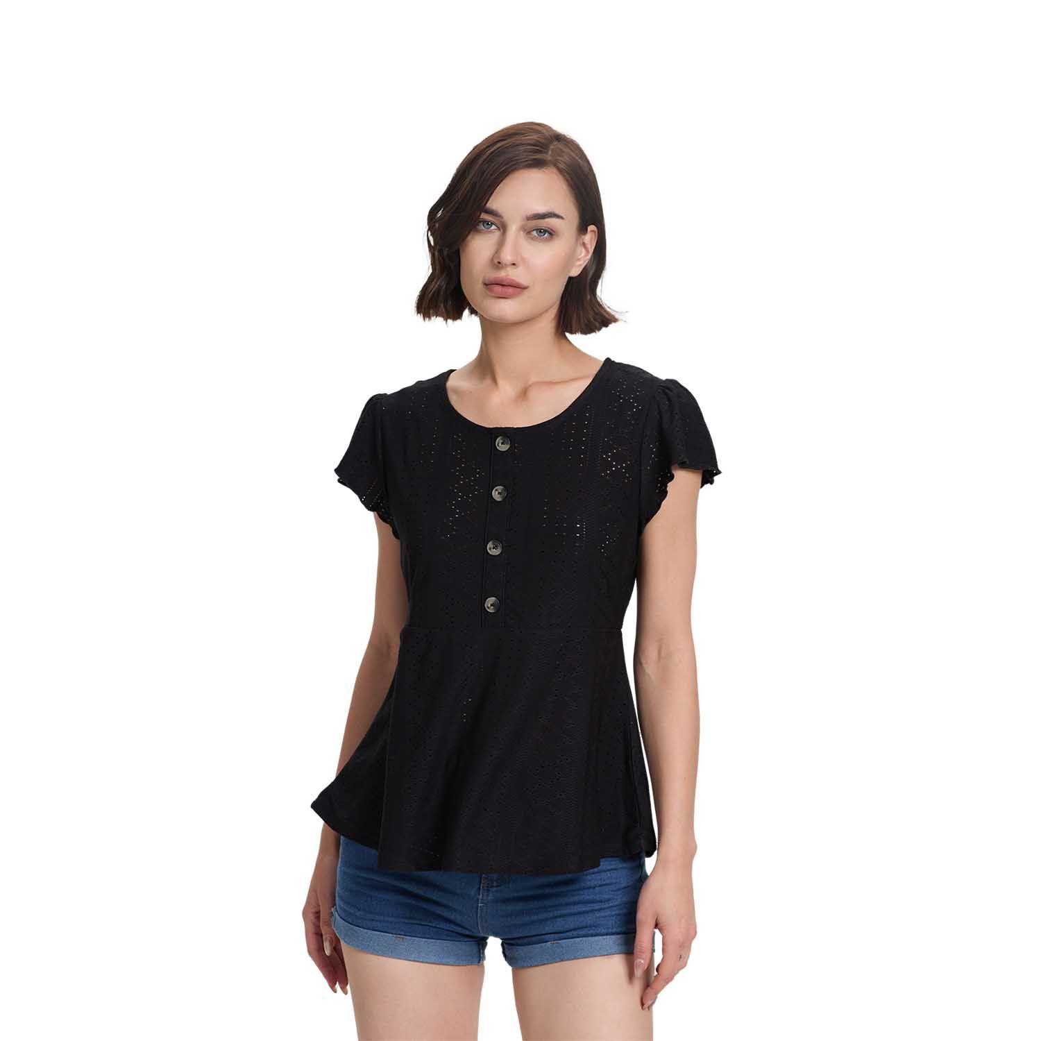 Polera Mujer Flare Pata Falsa Negro Fashion's Park-0