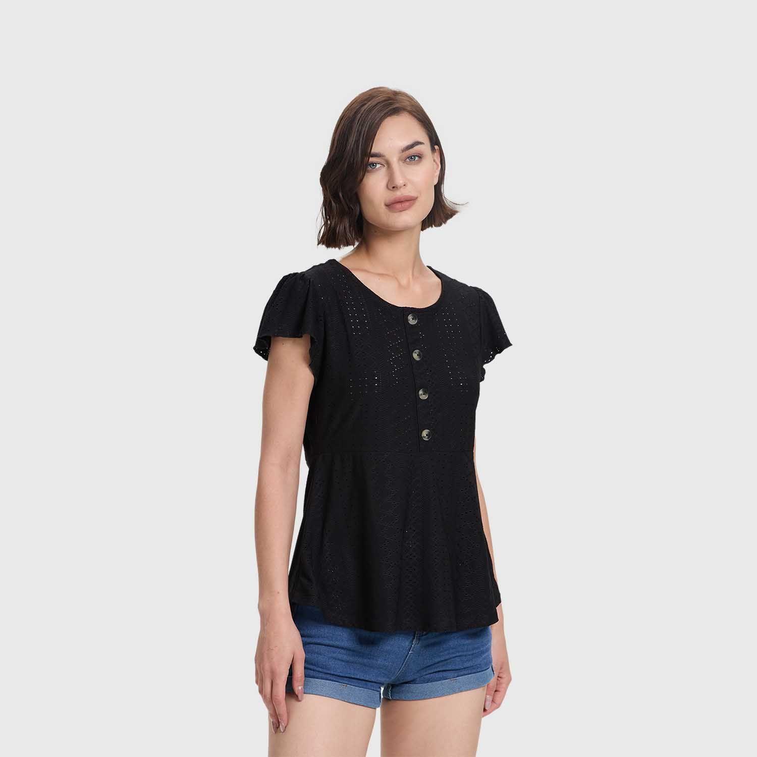 Polera Mujer Flare Pata Falsa Negro Fashion's Park-1