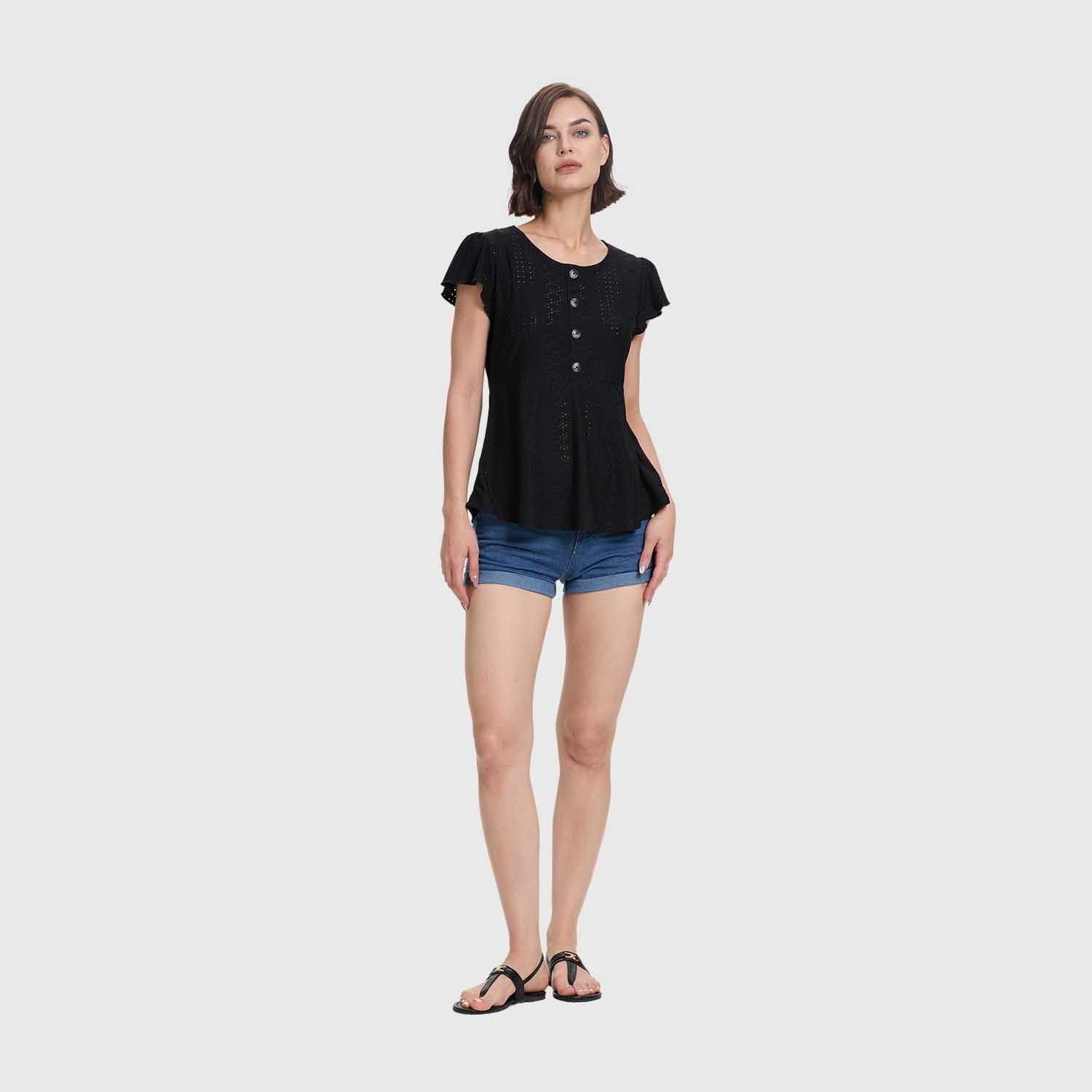 Polera Mujer Flare Pata Falsa Negro Fashion's Park-3