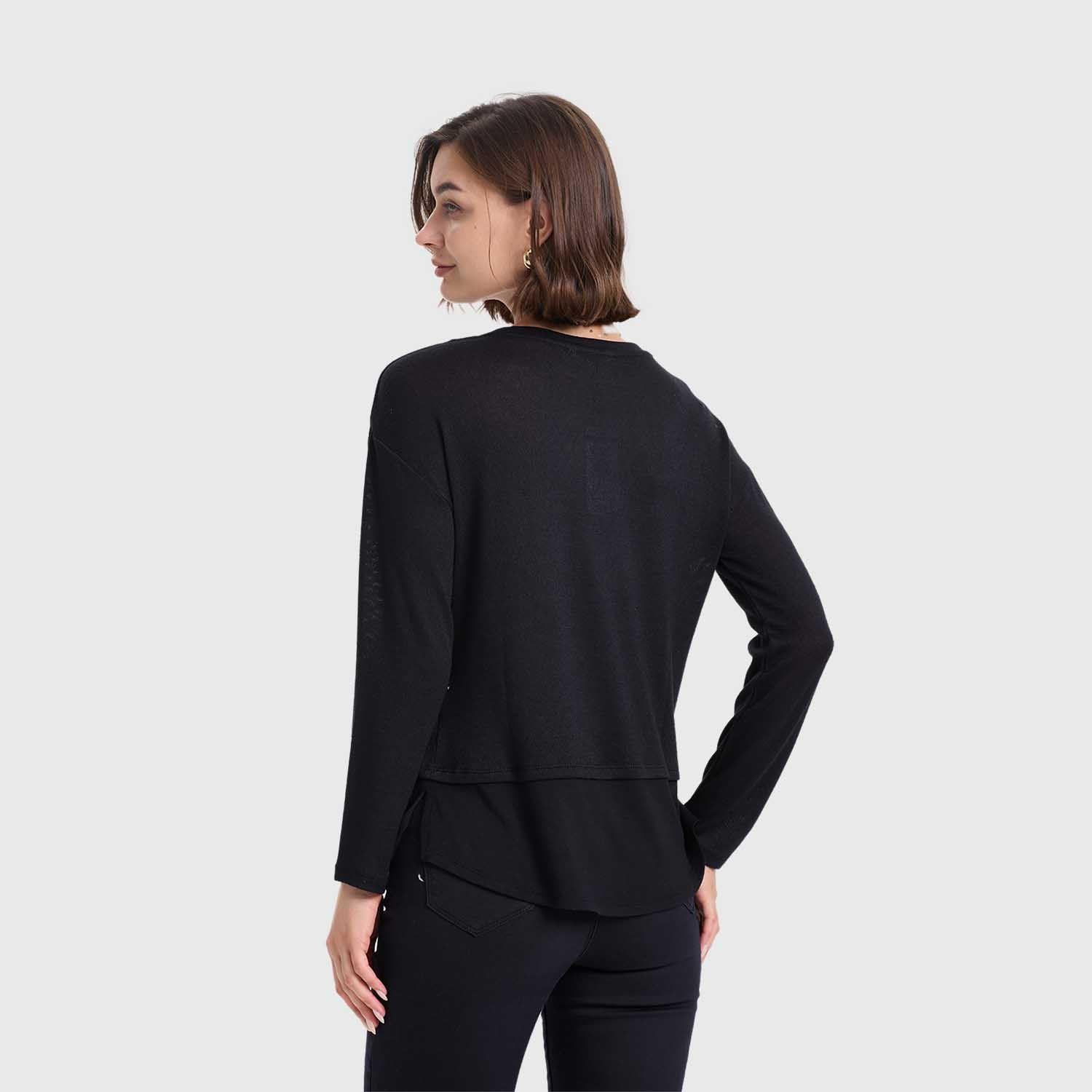 Sweater Mujer Con Faldón Negro Fashion's Park-2