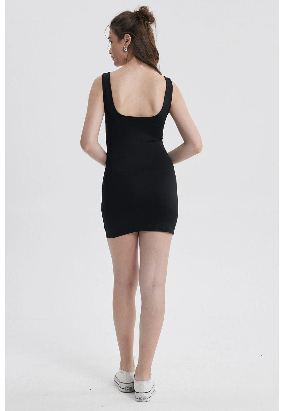 Vestido Mujer Drapeado Negro-2