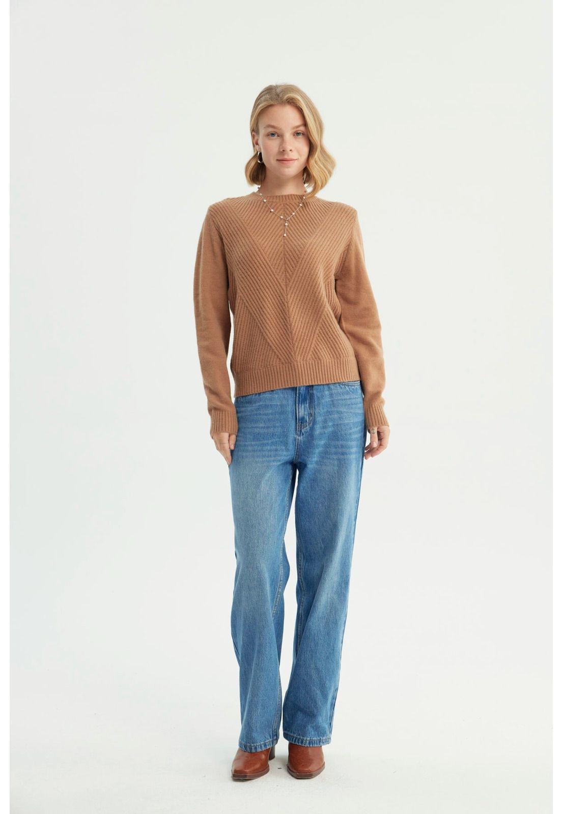 Sweater Mujer Classic Camel-3