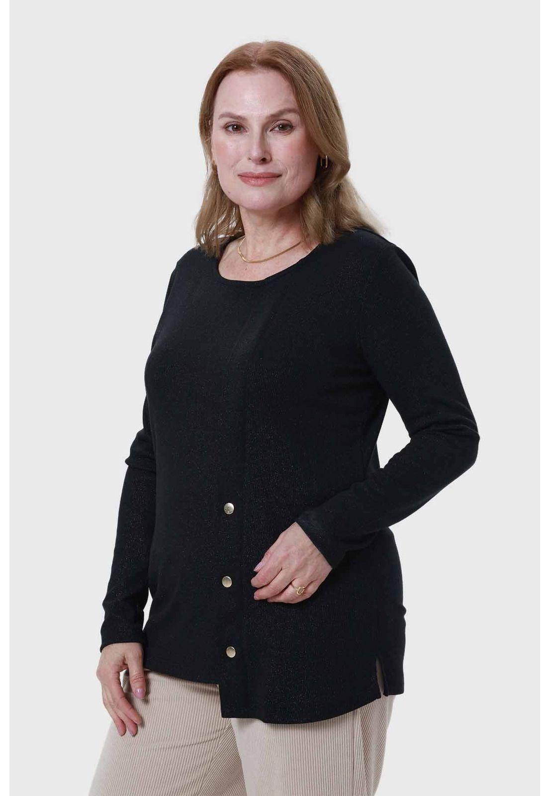 Polera Mujer Tejida Negro-0