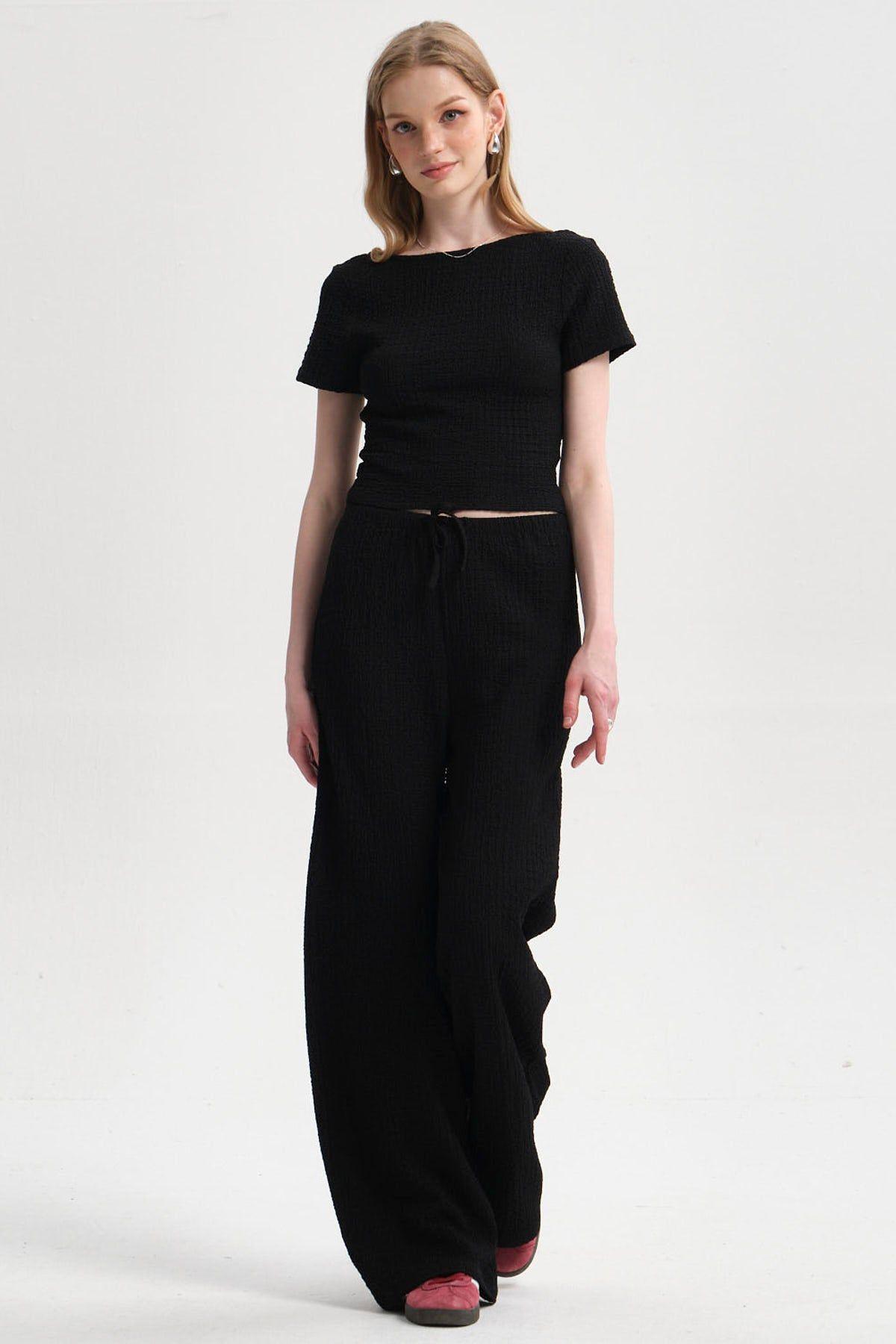 Pantalón Mujer Textura Negro-3