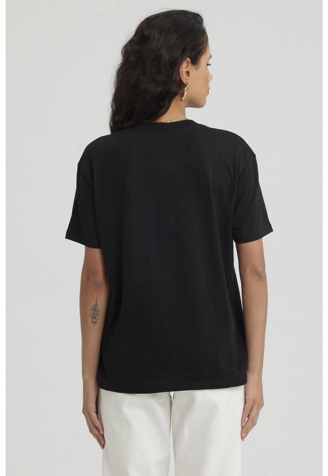 Polera Mujer Print Con Aplicación Negro - ll-2