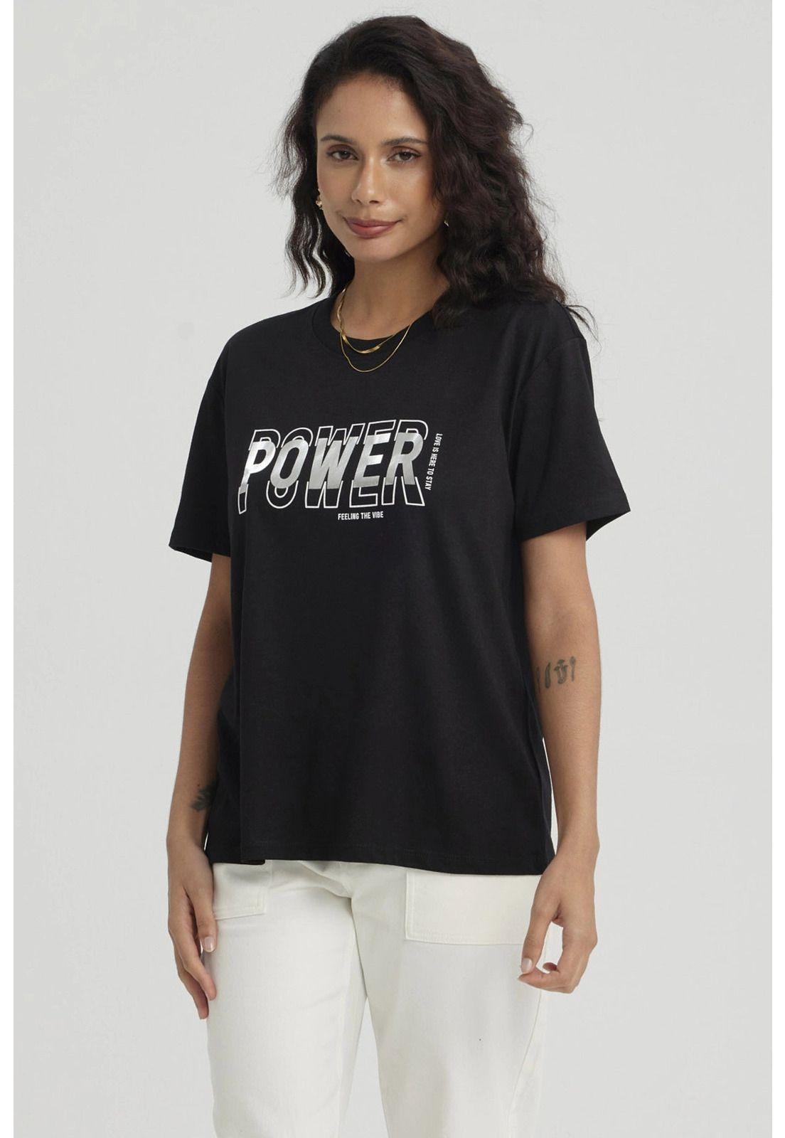 Polera Mujer Print Con Aplicación Negro - ll-4