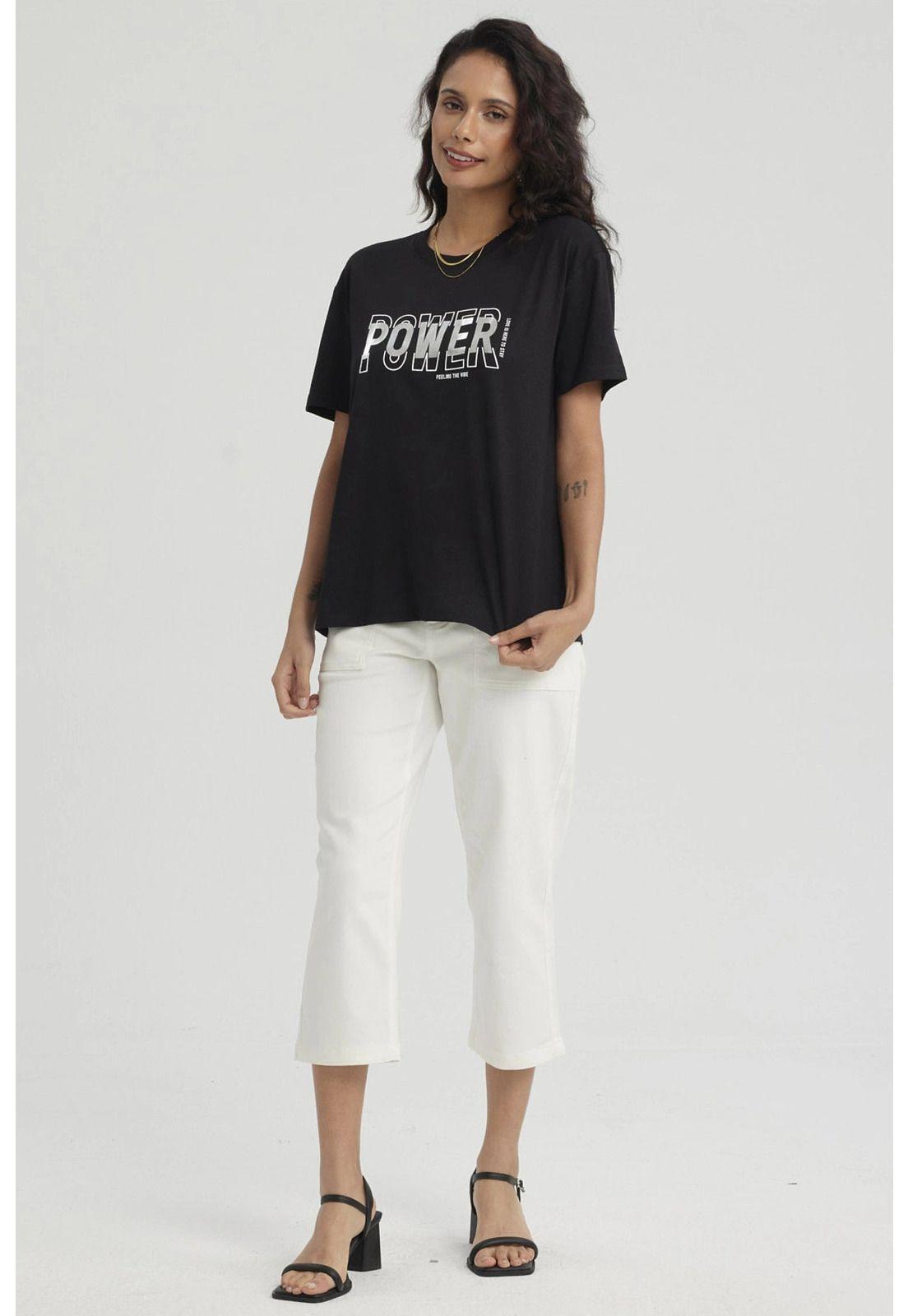 Polera Mujer Print Con Aplicación Negro - ll-7