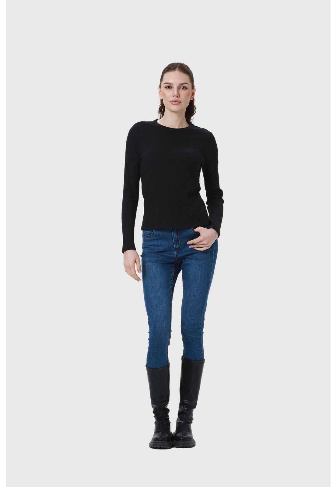 Polera Mujer Rib Negro - Vl-3