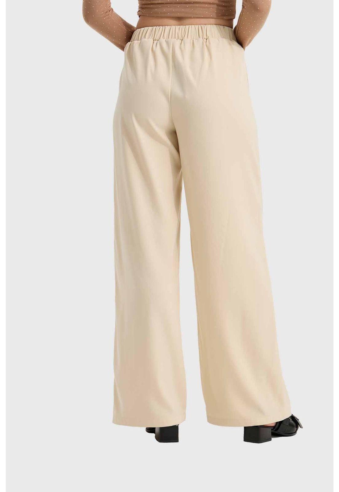 Pantalón Mujer Sastre Cinturón Beige-2