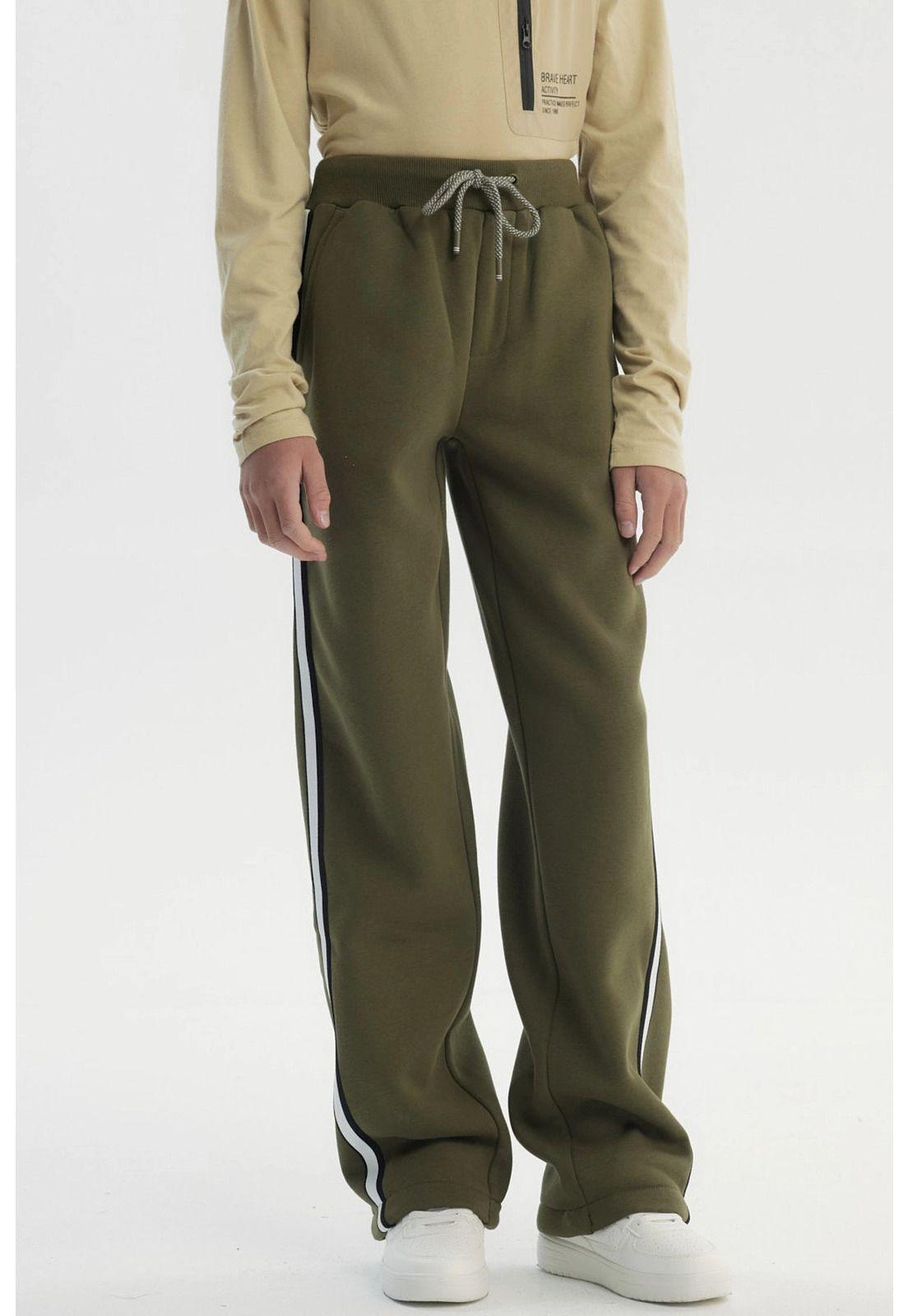 Pantalón Buzo Niño Pitillo Verde Militar-0
