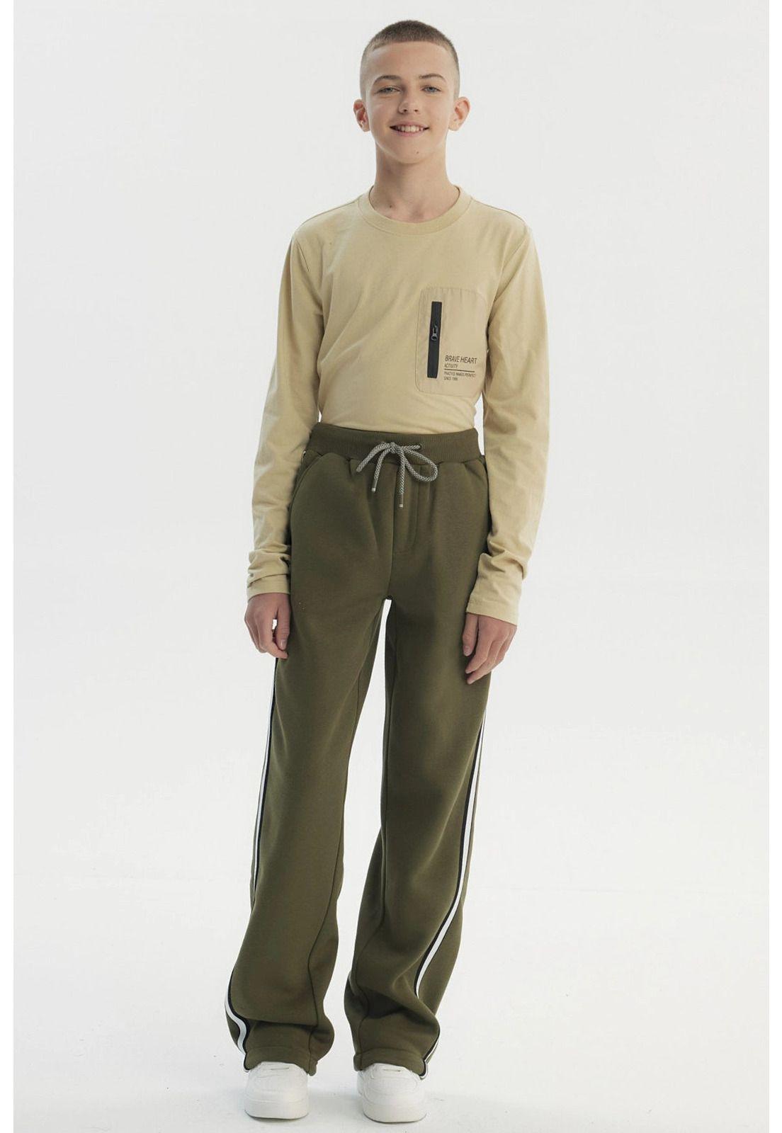 Pantalón Buzo Niño Pitillo Verde Militar-3