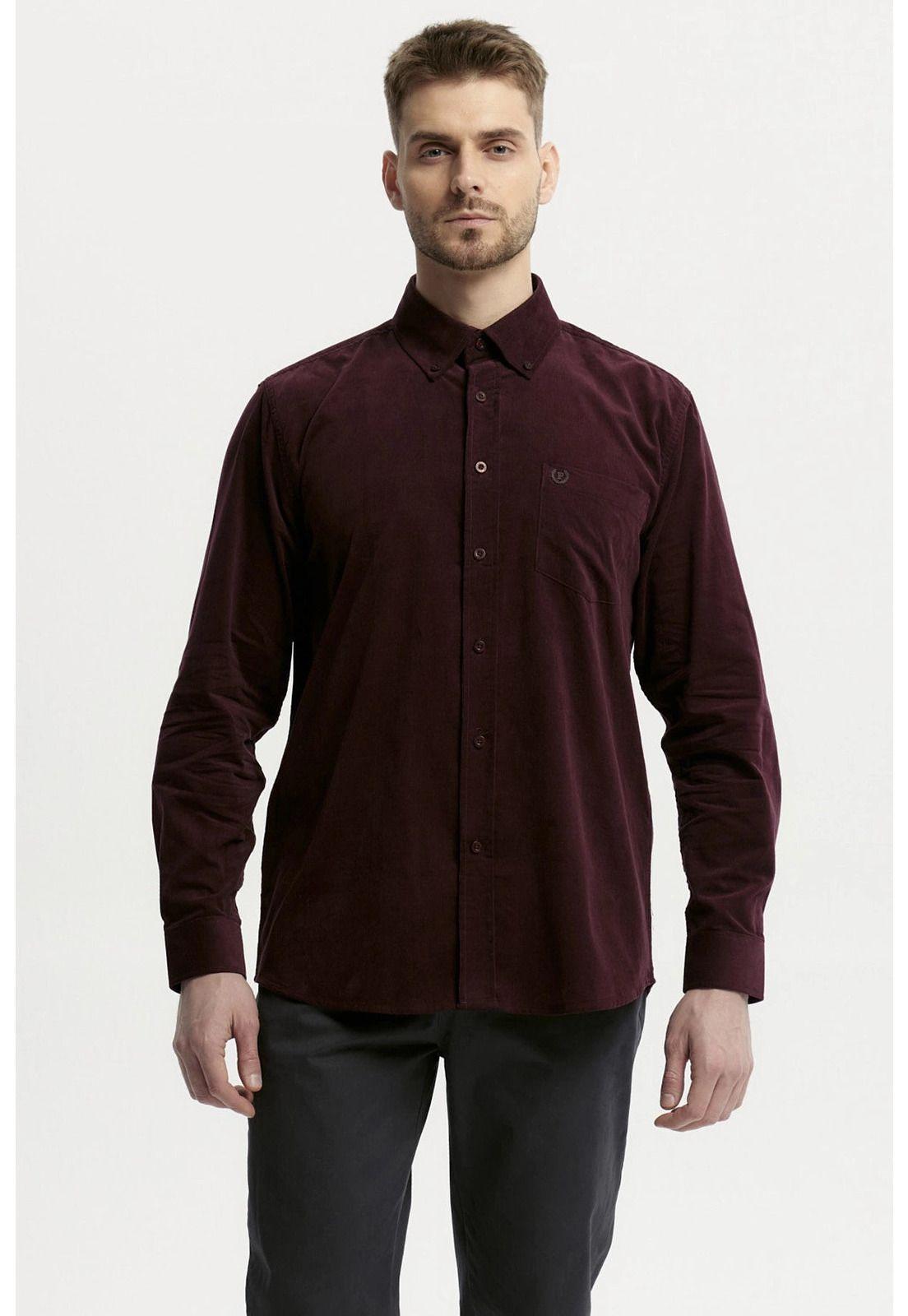 Camisa Hombre Slim Burdeo-0