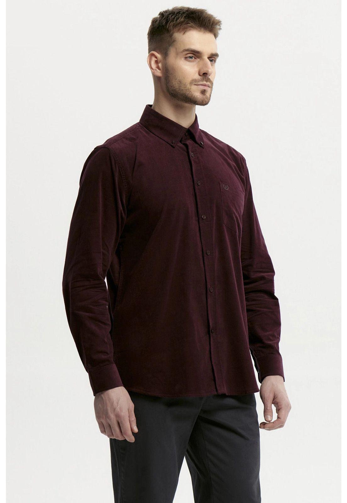 Camisa Hombre Slim Burdeo-1