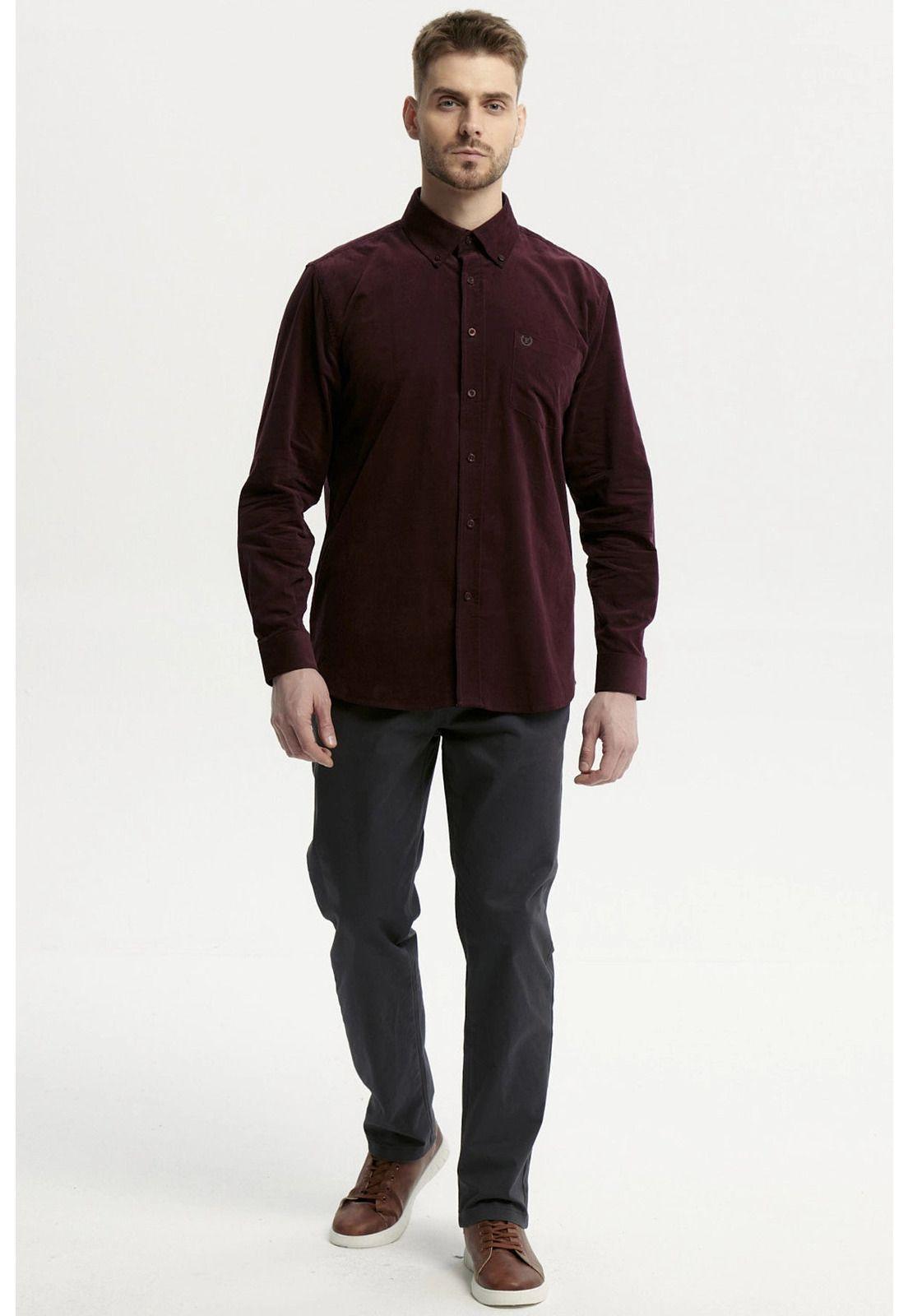 Camisa Hombre Slim Burdeo-3