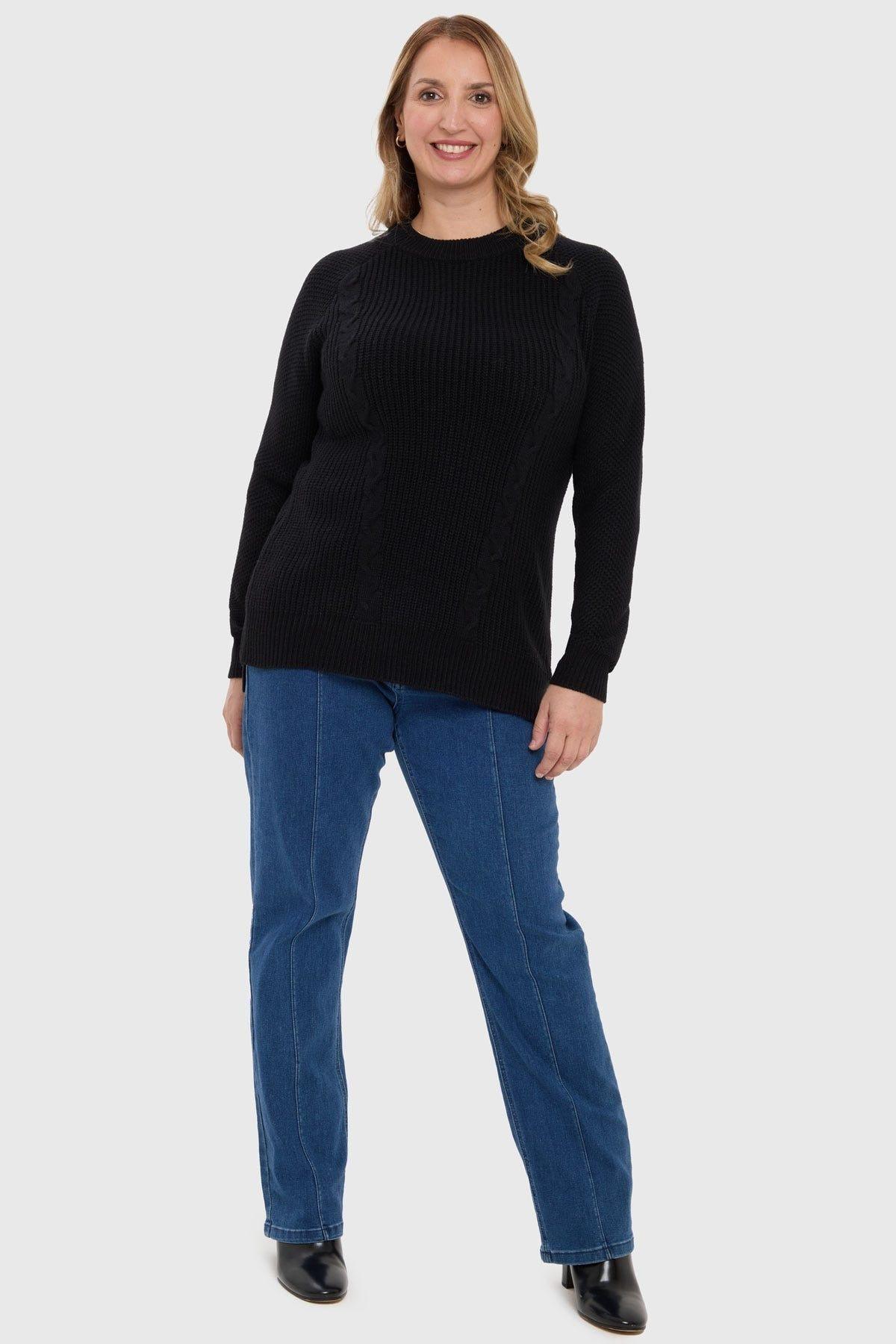Sweater Mujer Calado Casual Negro-3