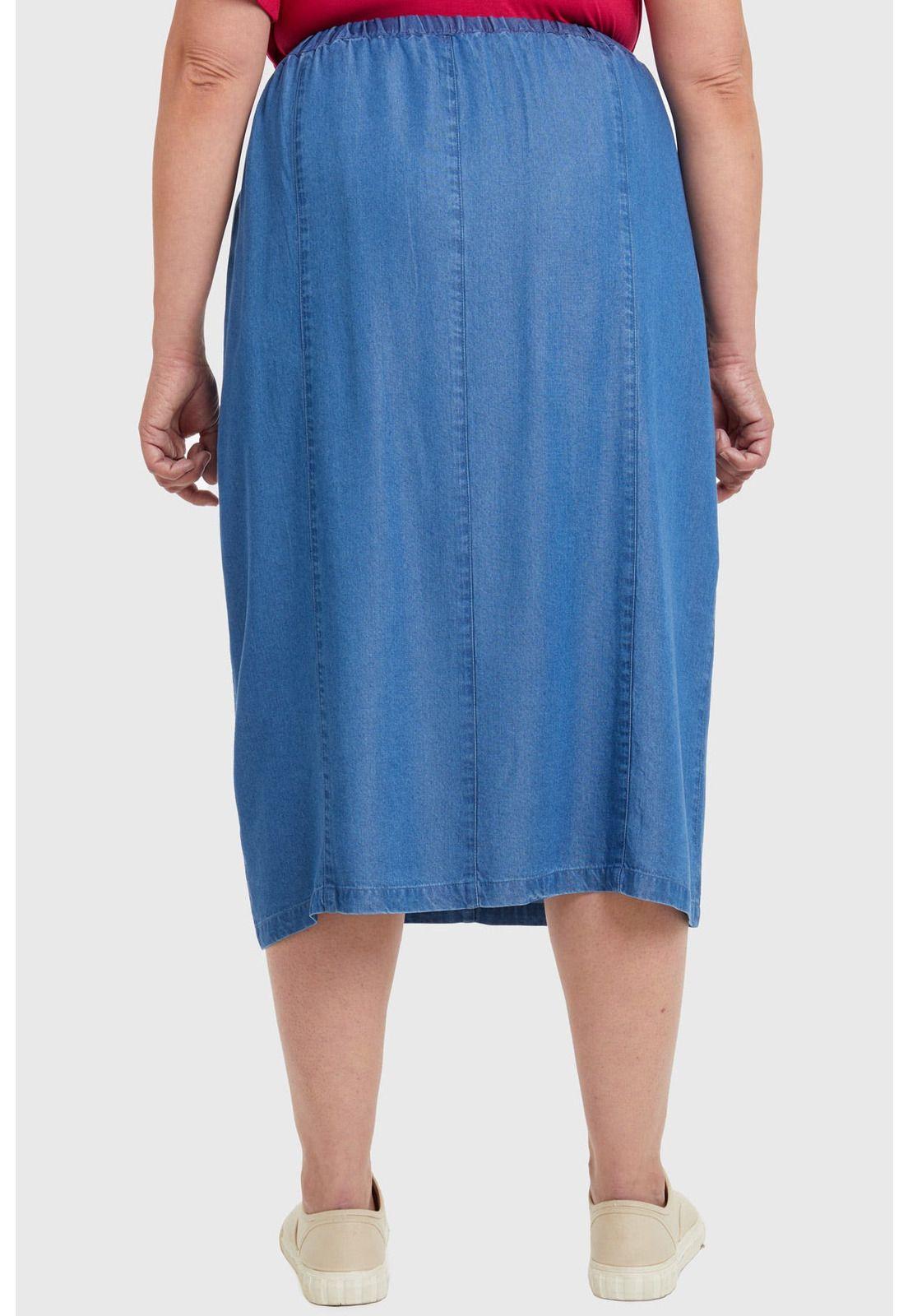 Falda Tencel Con Botones Azul-2