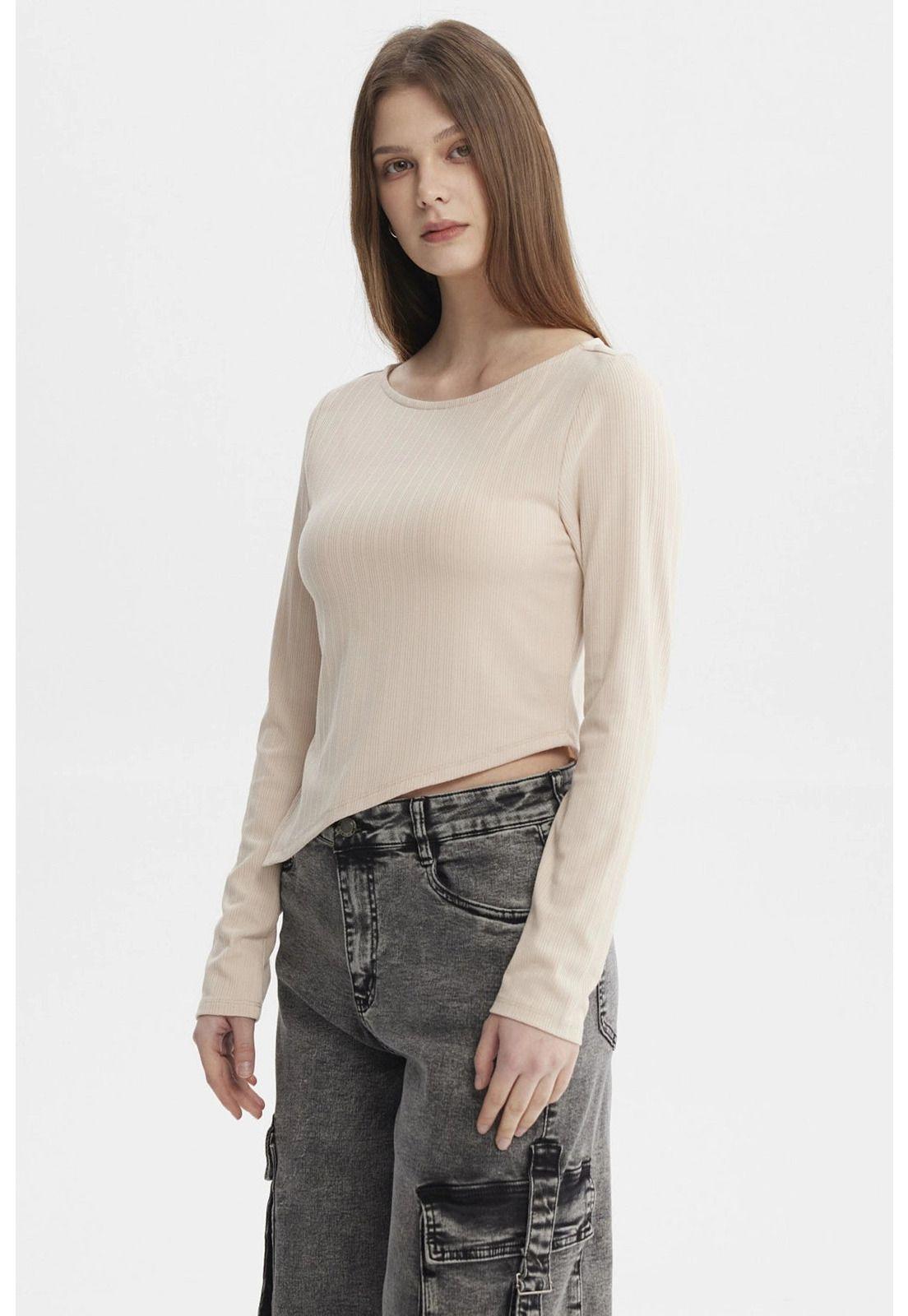Polera Mujer Ojetillo En Costado Beige-1