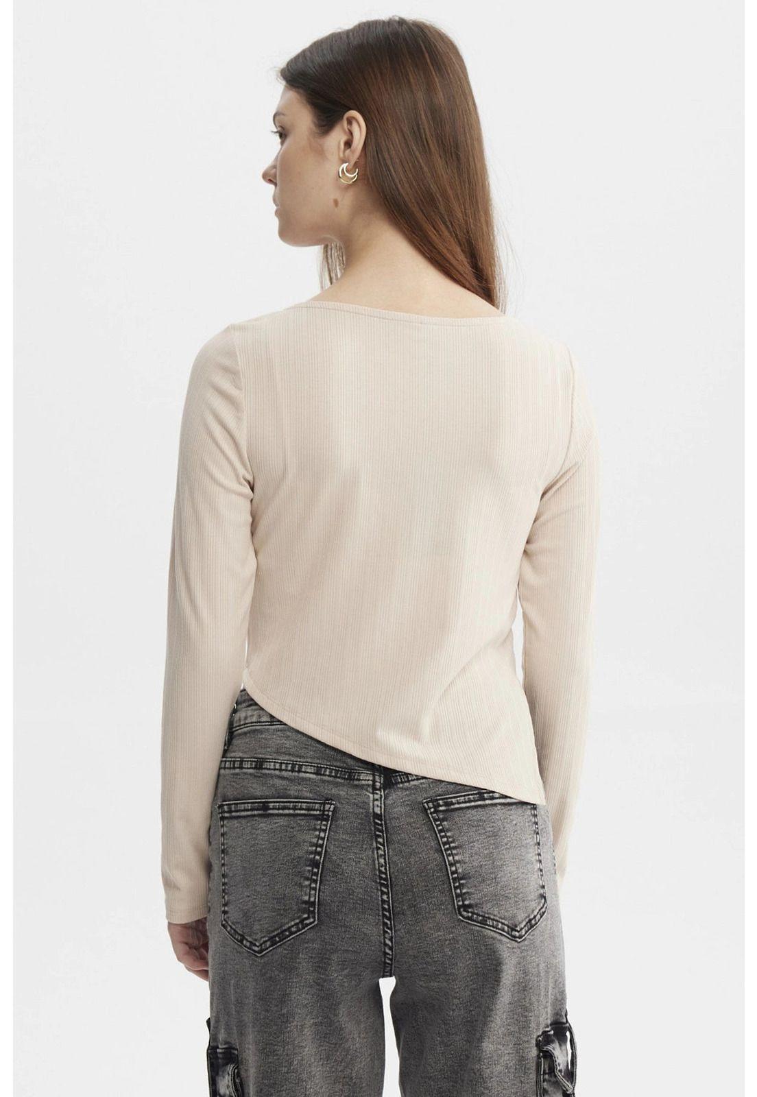 Polera Mujer Ojetillo En Costado Beige-2