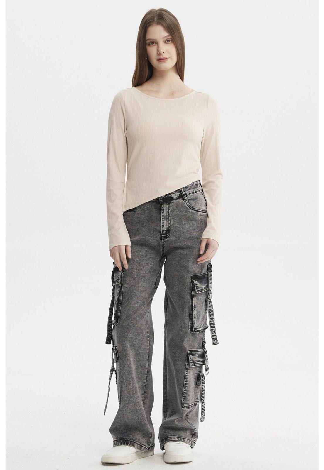 Polera Mujer Ojetillo En Costado Beige-3