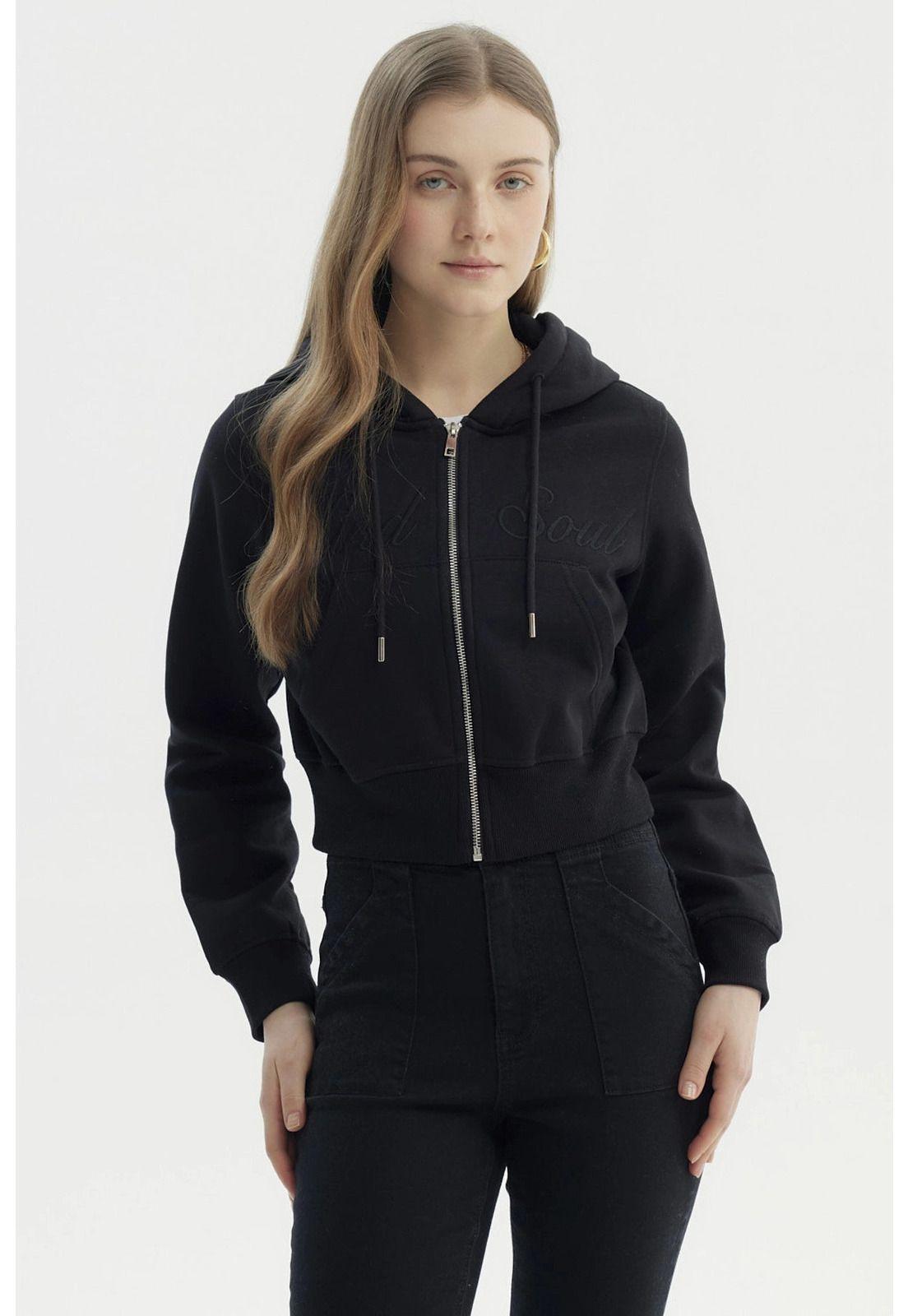 Polerón Mujer Full Zipper Negro - ll-0