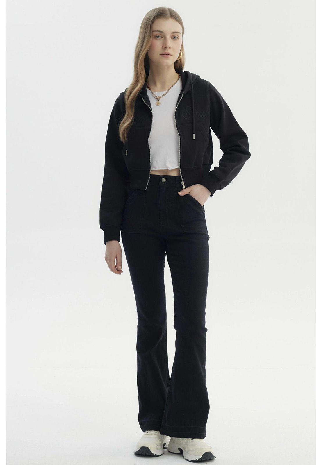 Polerón Mujer Full Zipper Negro - ll-3