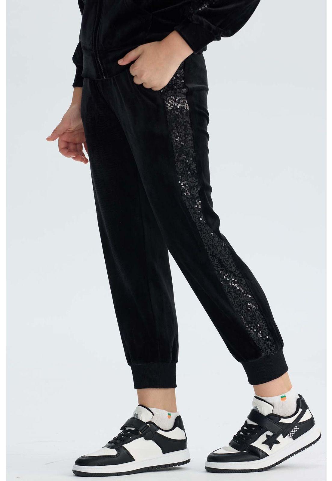 Pantalón Buzo Niña Plush Negro-1