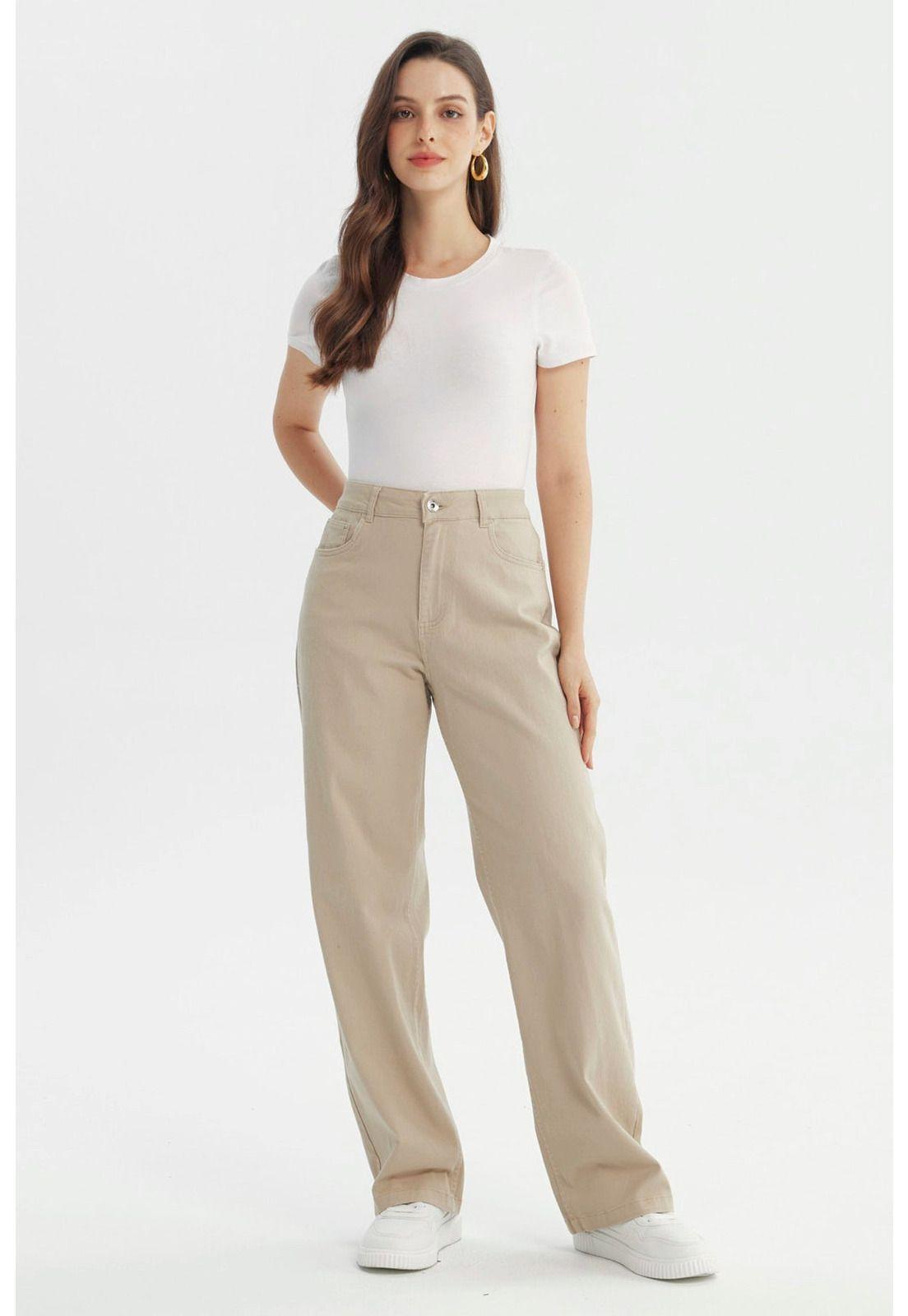 Jeans Mujer Calce Recto Beige - ll-3