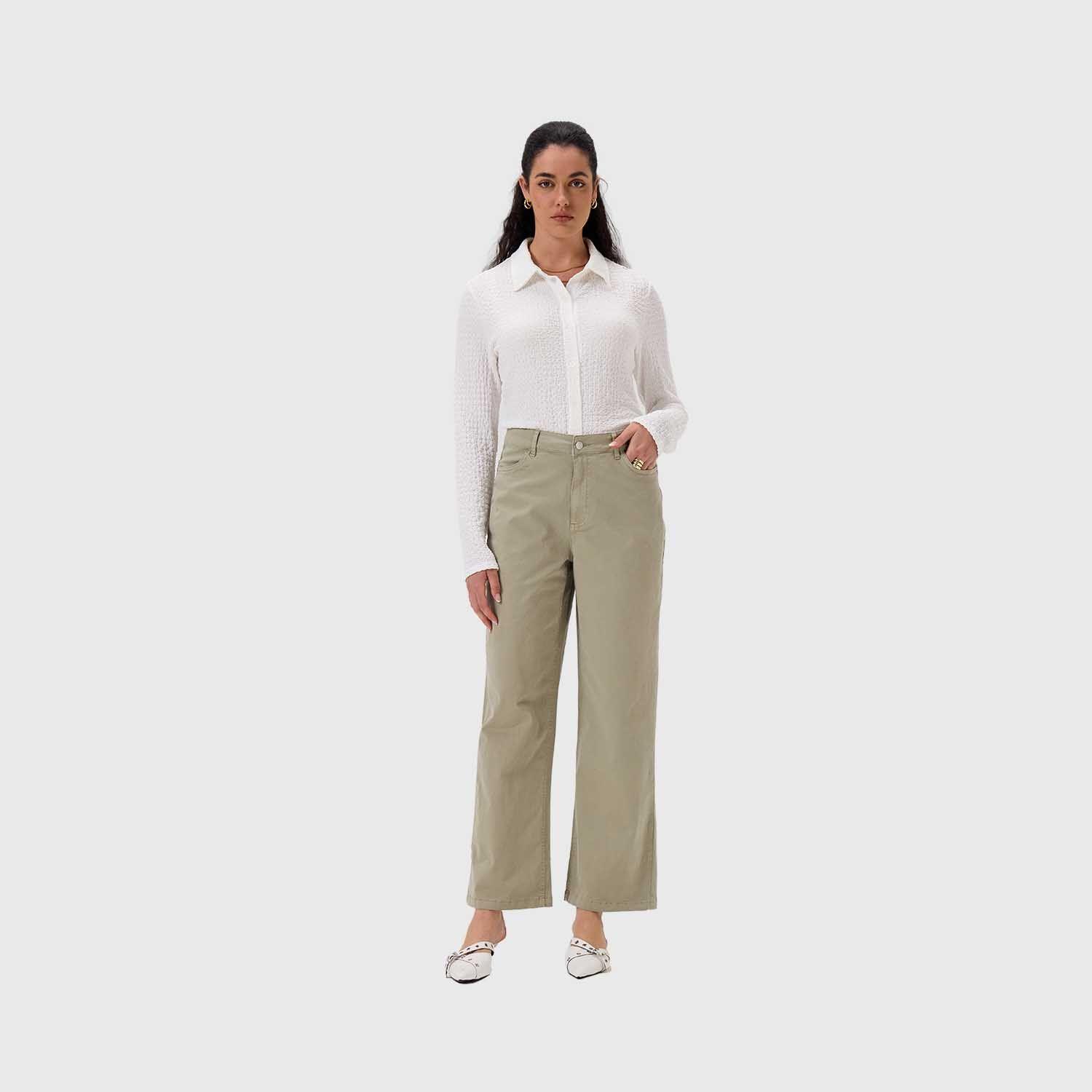 Pantalón Mujer Abotonado Verde Musgo Fashion's Park-3