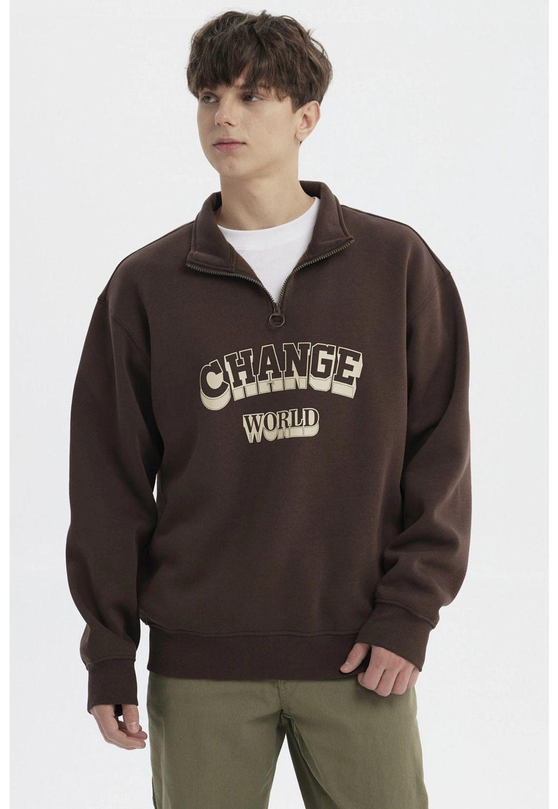 Polerón Hombre Slim Half Zipper Chocolate-0