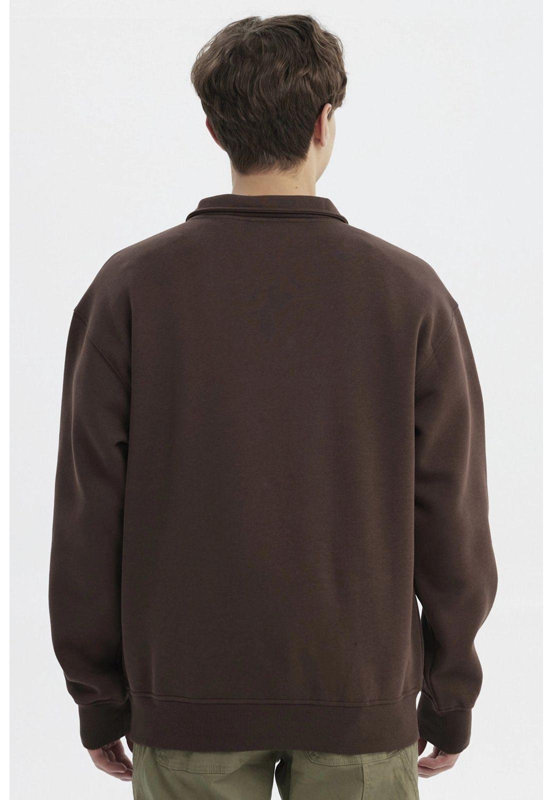Polerón Hombre Slim Half Zipper Chocolate-2