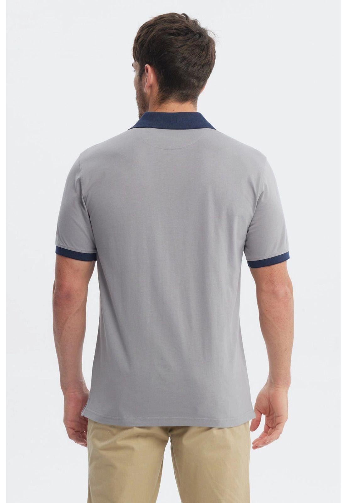Polera Hombre Slim Cuello Camisero Gris-2