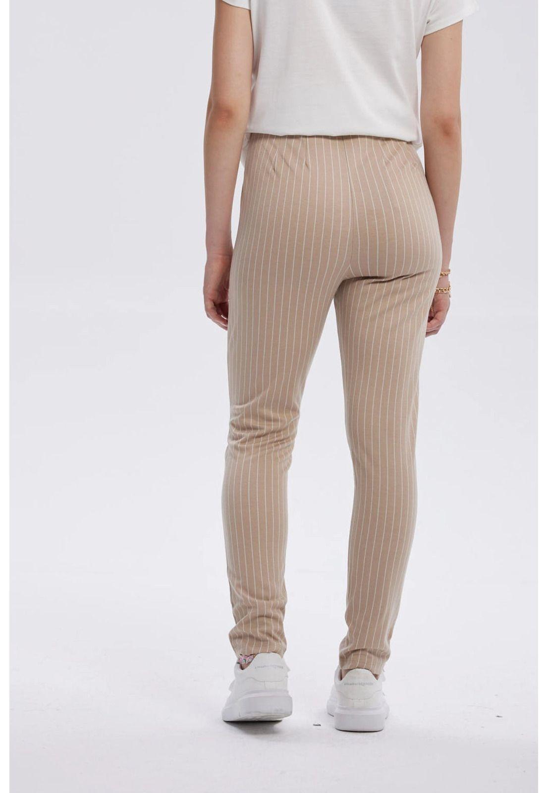 Calza Mujer Líneas Cierre Delantero Beige-2