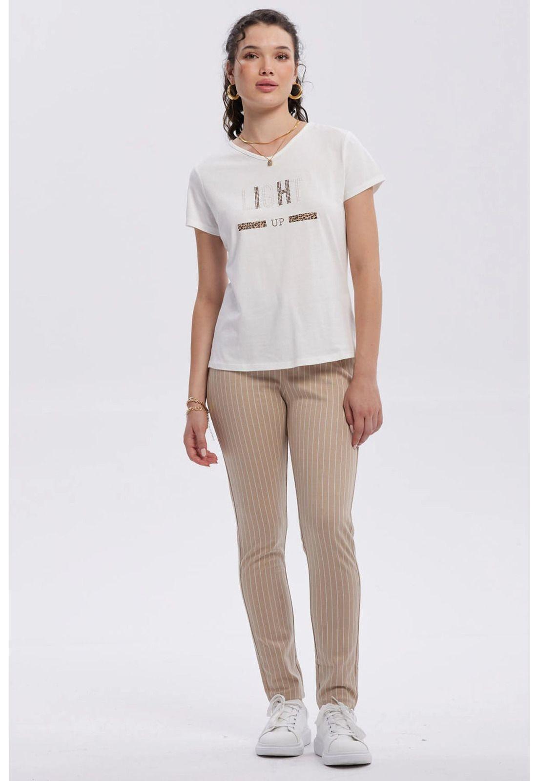 Calza Mujer Líneas Cierre Delantero Beige-3
