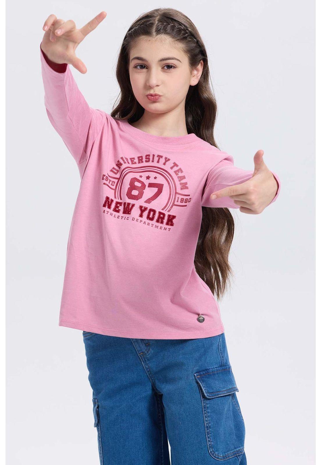 Polera Niña Rosado-0