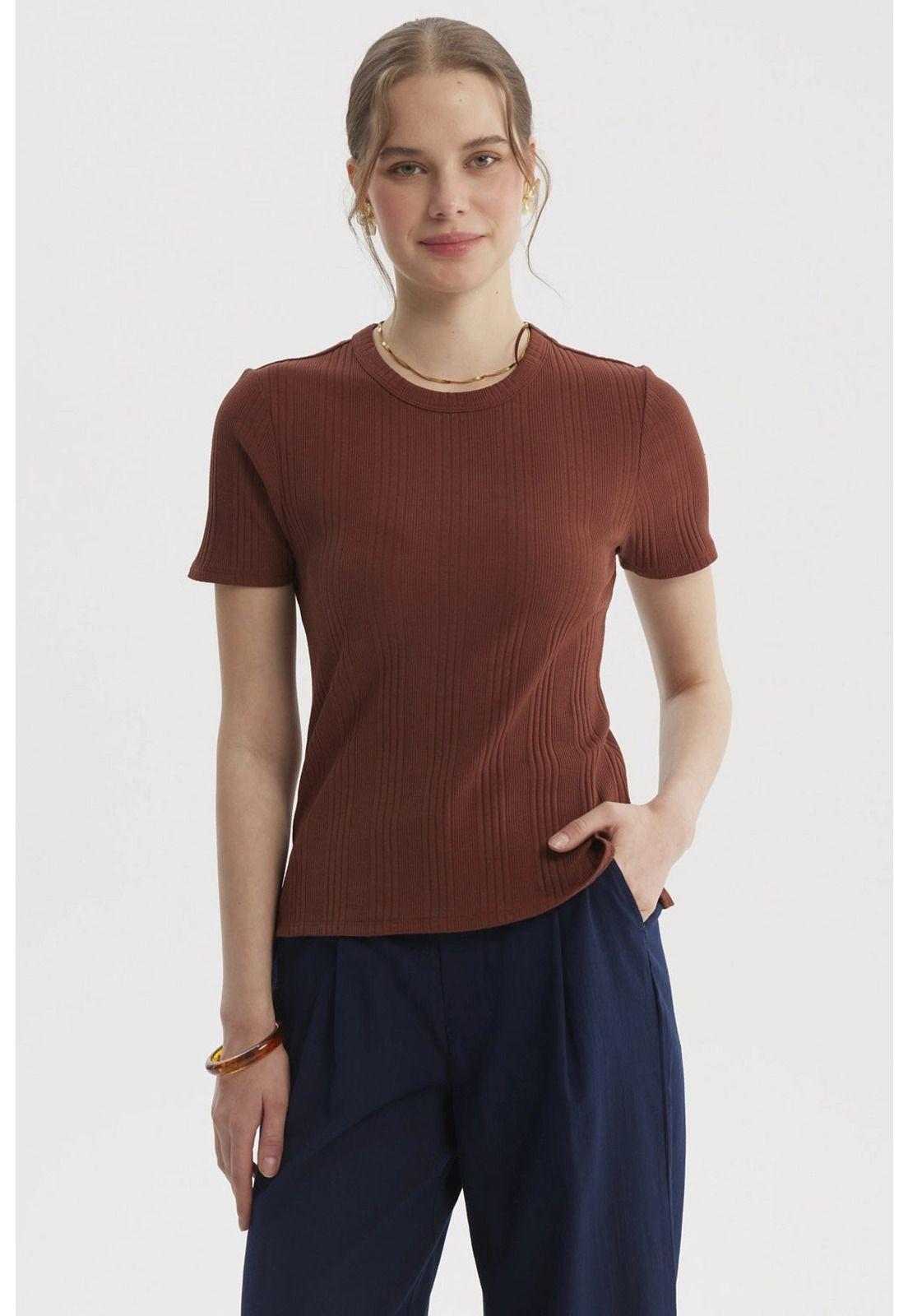 Polera Mujer Lisa Rib Café Oscuro-0