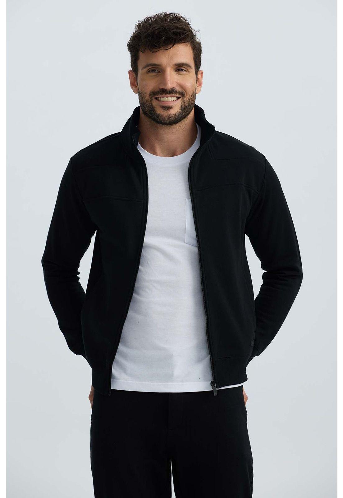 Polerón Hombre Full Zipper Negro - lll-0
