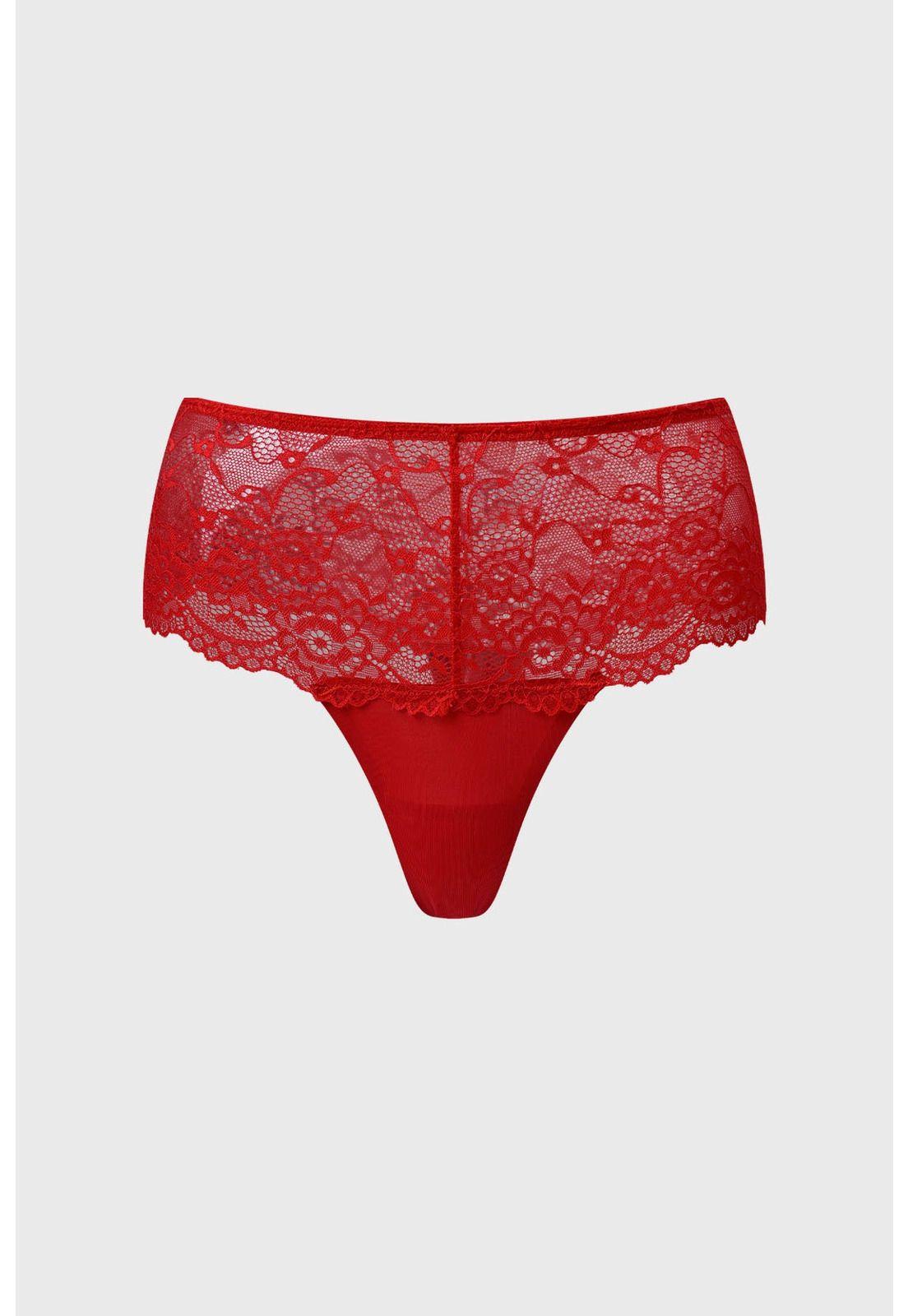 Calzón Mujer Detalle Encaje Rojo-0