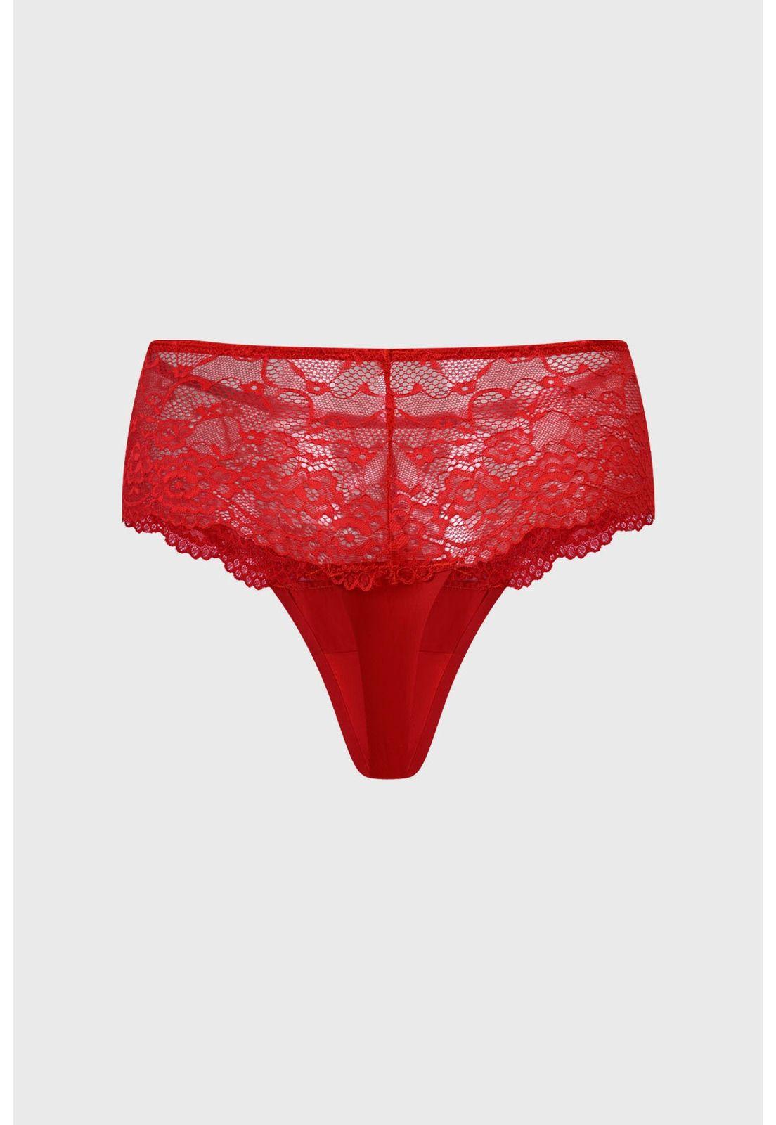 Calzón Mujer Detalle Encaje Rojo-1