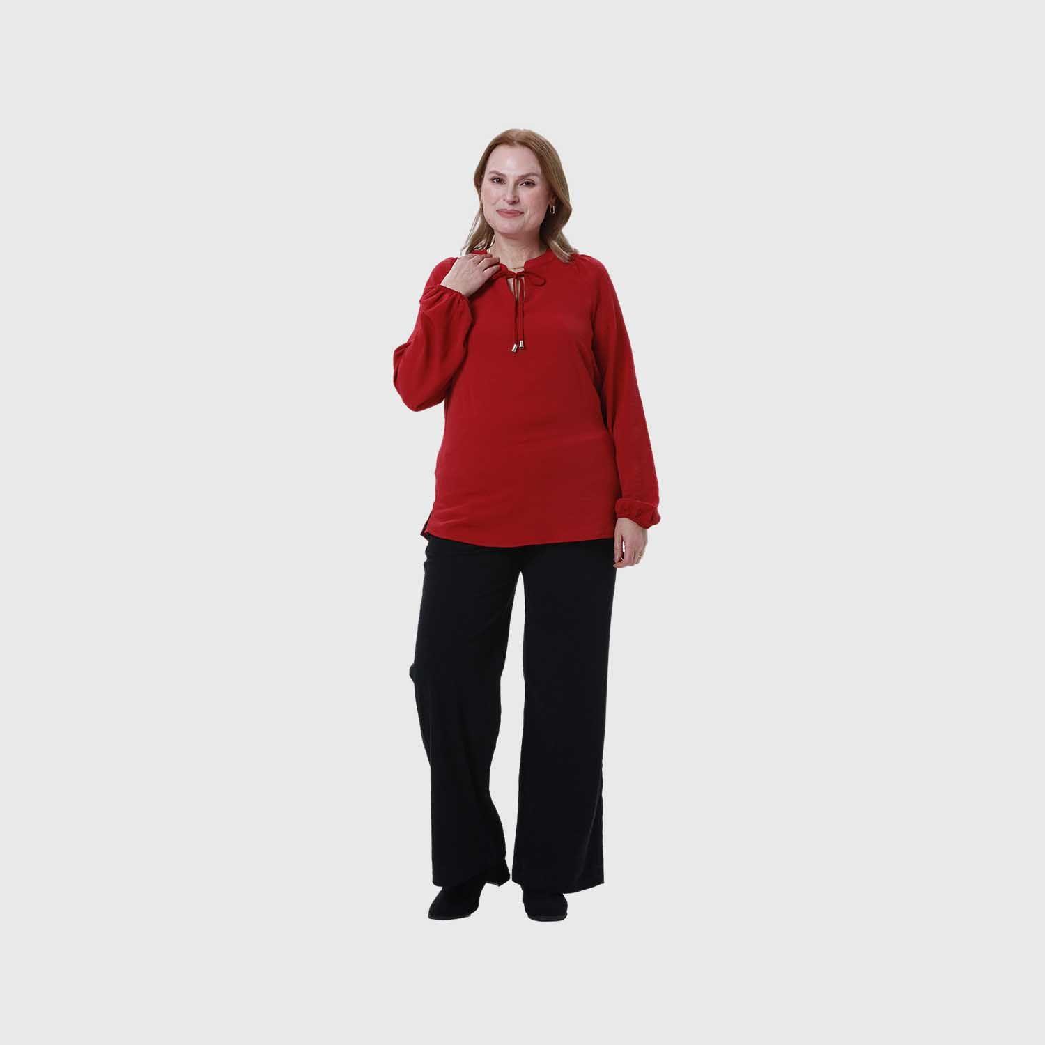 Blusa Mujer Lisa Con Plisado Guinda Oscuro-3